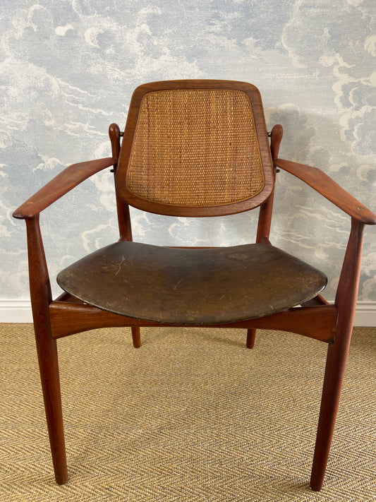 Teak & Cane Armchair FD186 by Arne Vodder for France and Daverkosen, 1956