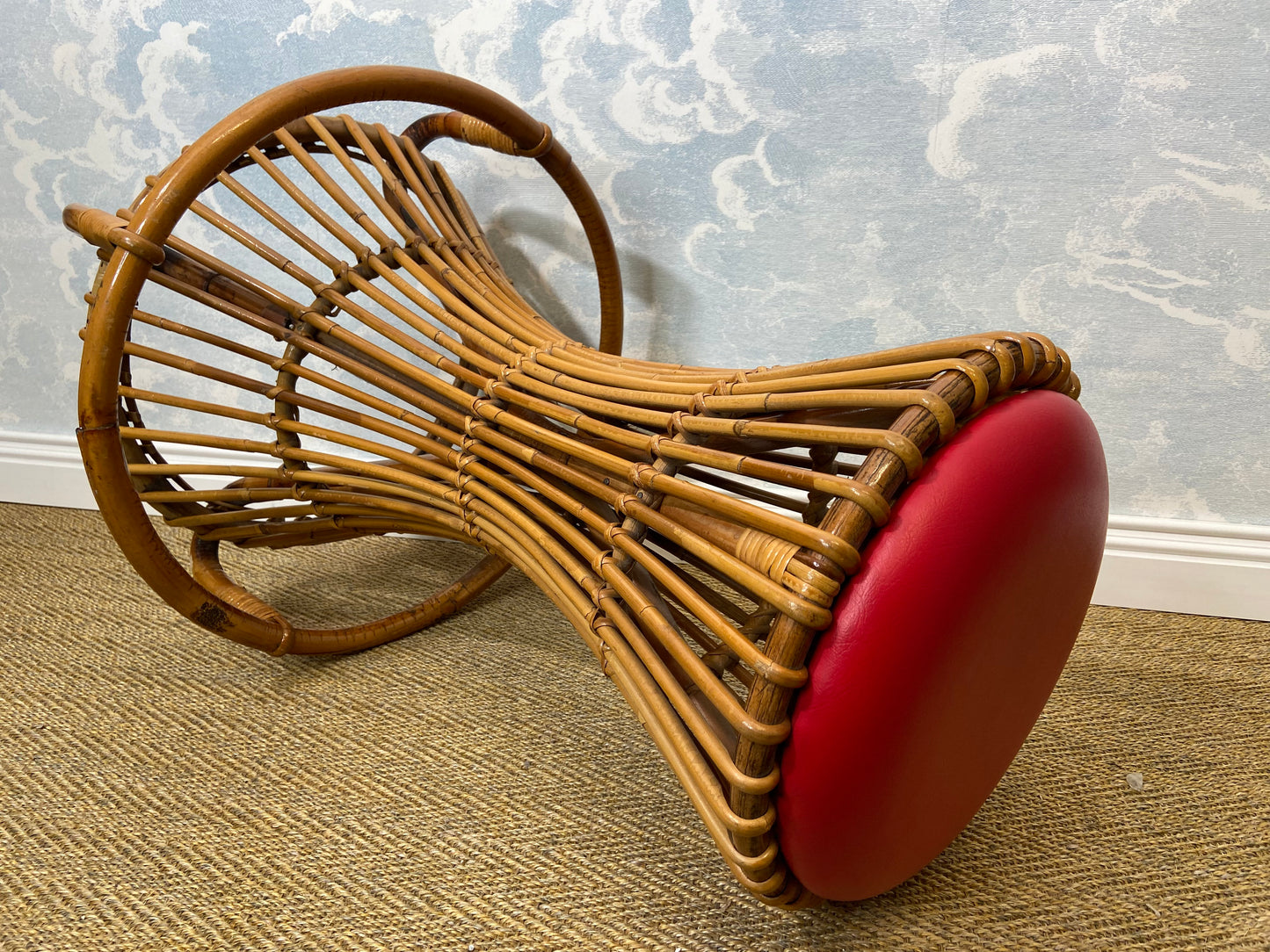 Set of 3 Tito Agnoli for Bonacina Bar Stools Bamboo & Rattan, Italy 1950s