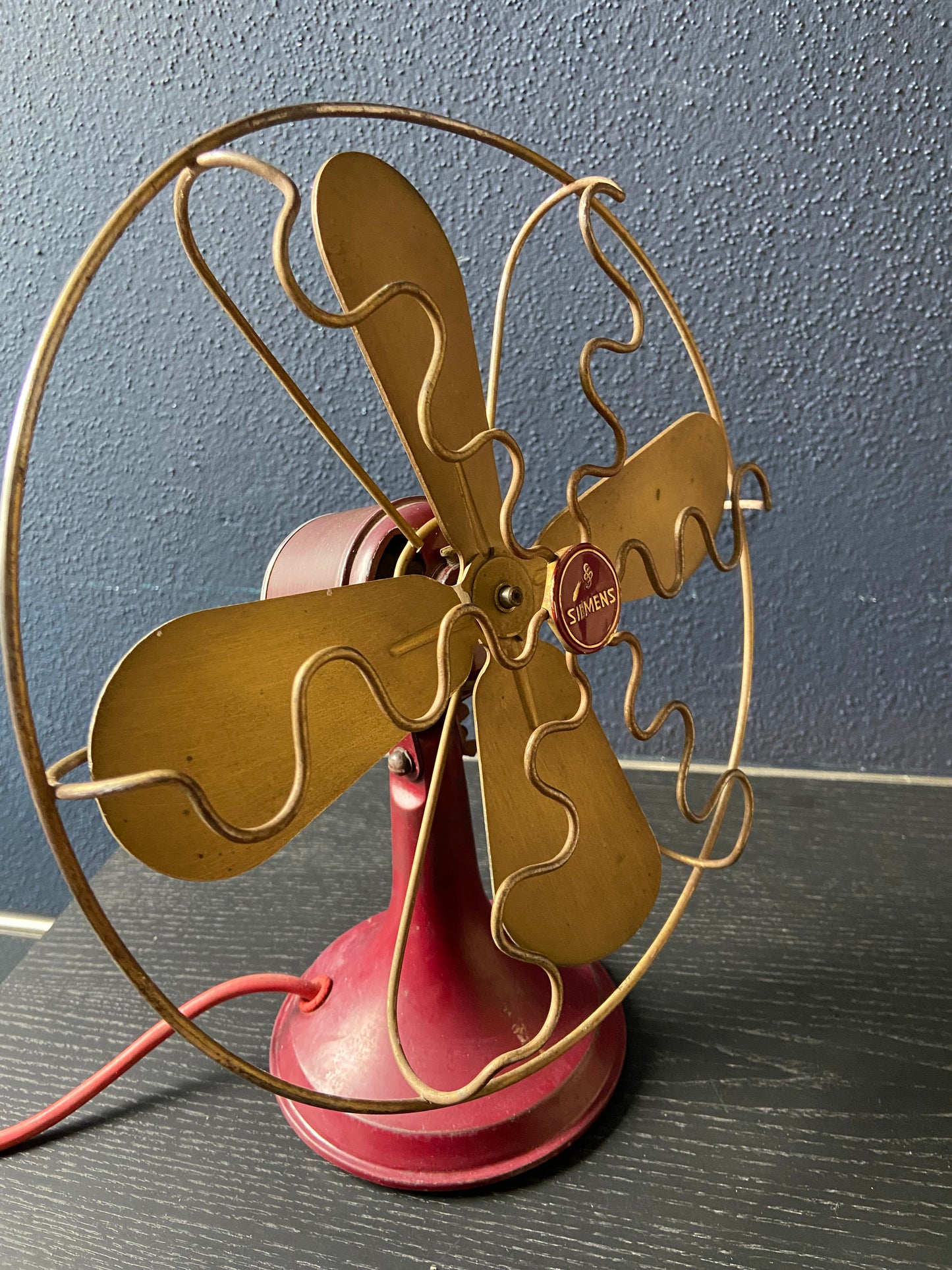 Red Desk Fan by Siemens-Schuckert Model W 250 T, Germany, 1950s