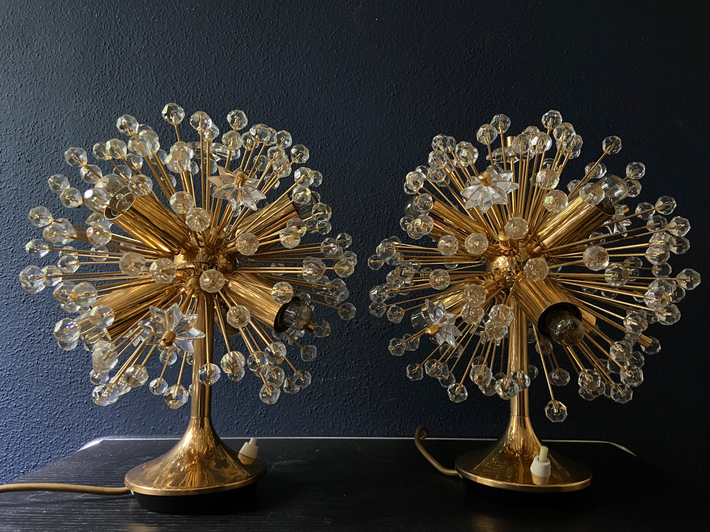 RARE FIND! Pair of Emil Stejnar Dandelion Sputnik Table Lamps, Austria 1960s