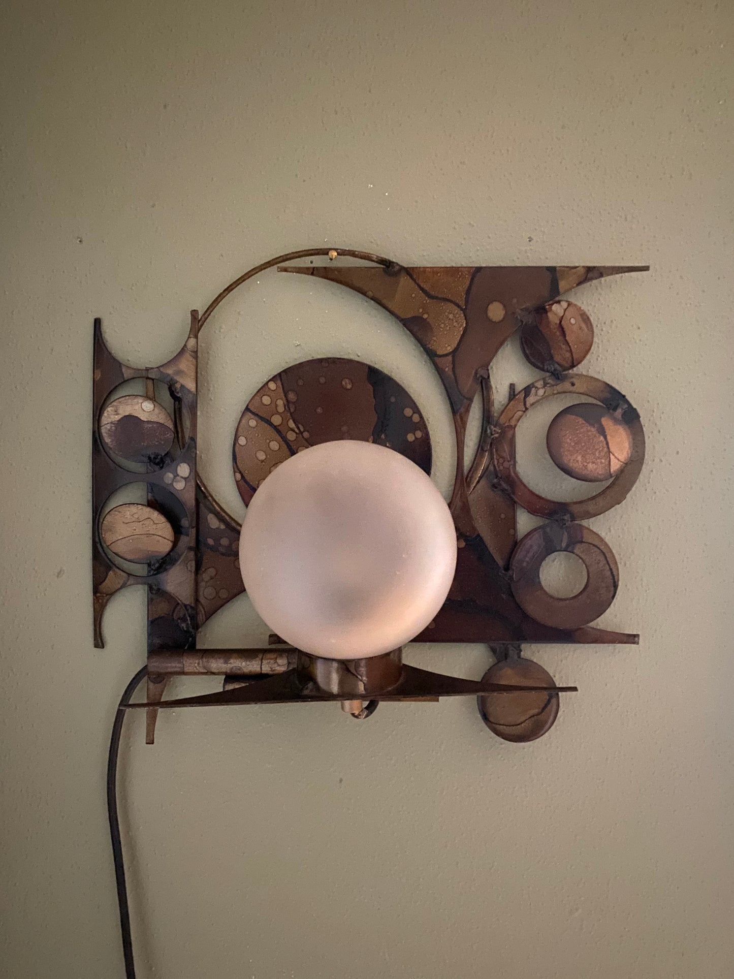 Henrik Horst Brutalist Metal Sculpture Wall Light, Denmark, Ca. 1970s.