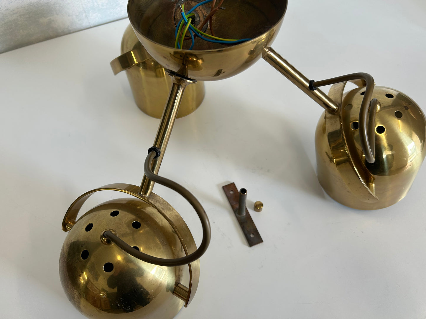 Brass Ceiling Light With 3 Adjustable Spotlights by Florian Schulz, Germany, 1970's