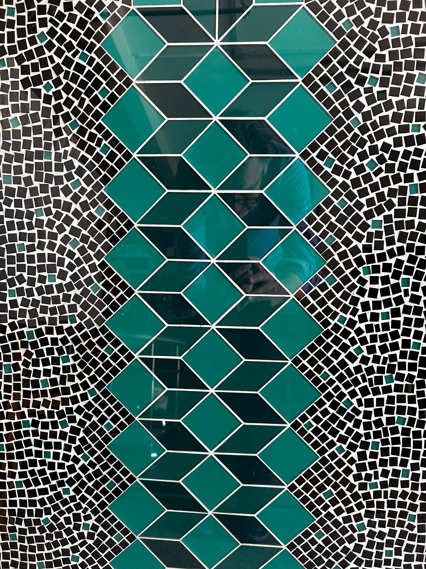 Sage Green and Black Ceramic Mosaic Coffee Table, Germany, 1970's