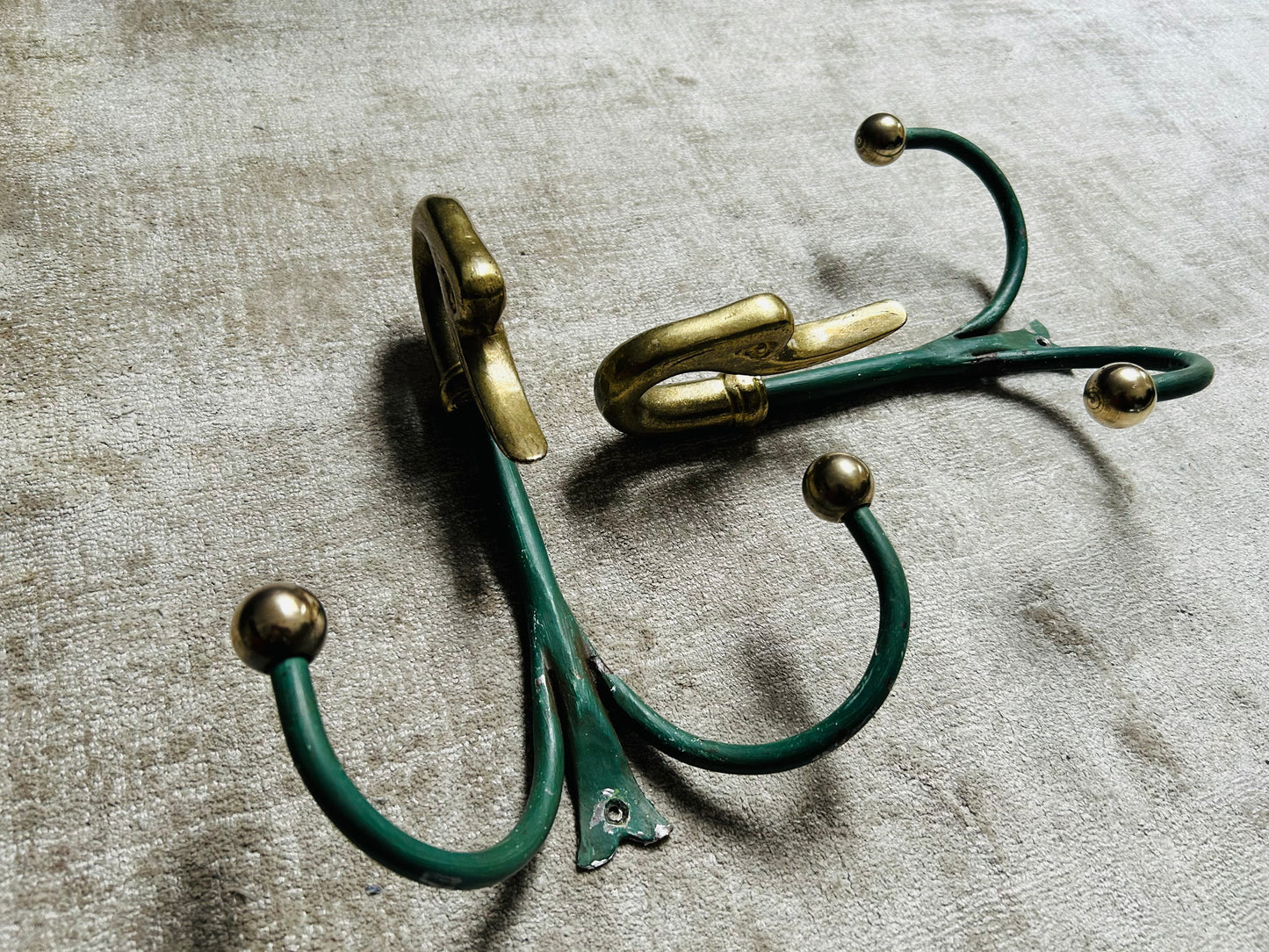 Rare Set of Swan Neck Coat Hooks with Mirror Frame Attr. Maison Jansen, France, 1950s