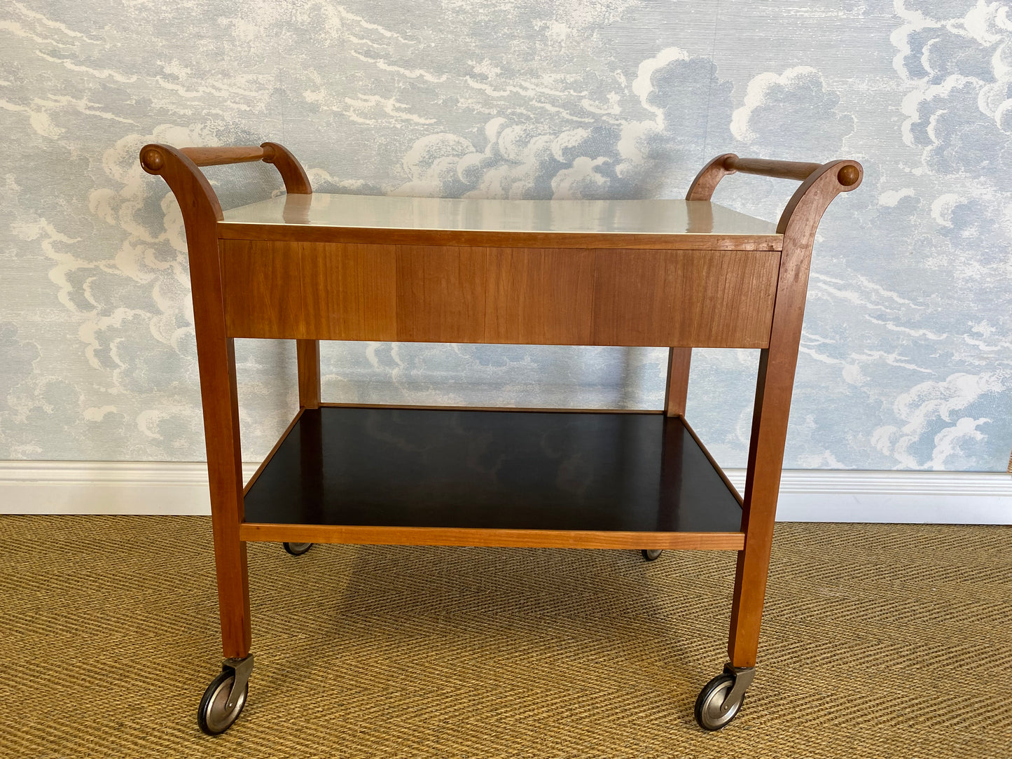 Scandinavian Modern Teak Serving Cart With Drawers, Sweden, 1950's