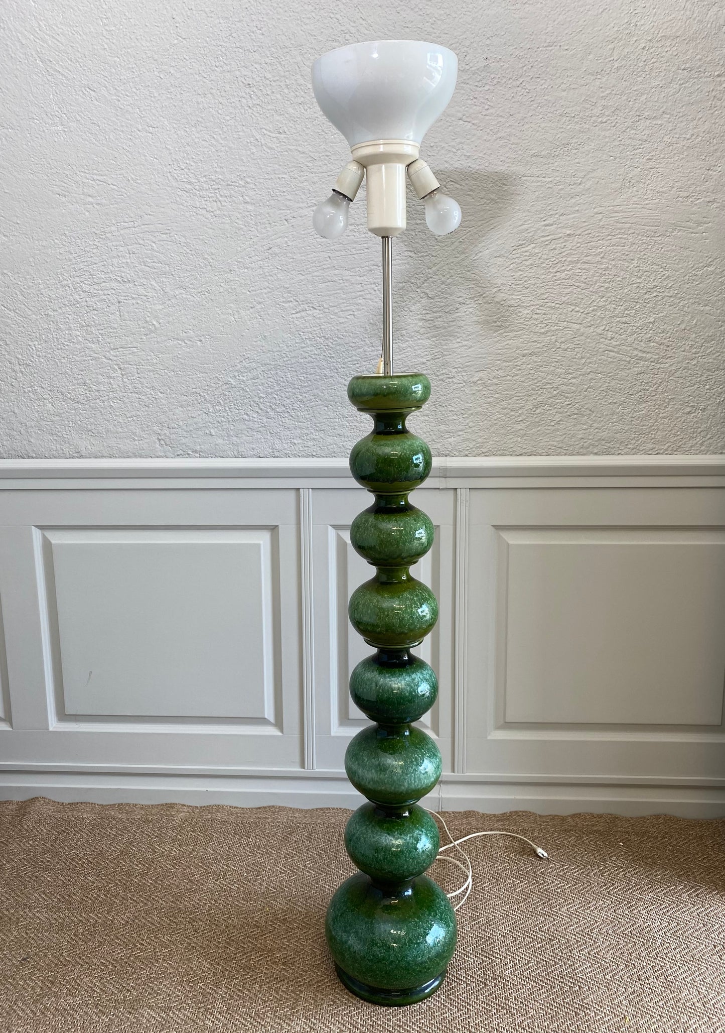 Large Green Ceramic Floor Lamp, Kaiser Leuchten, Germany 1960s (Model 08751)