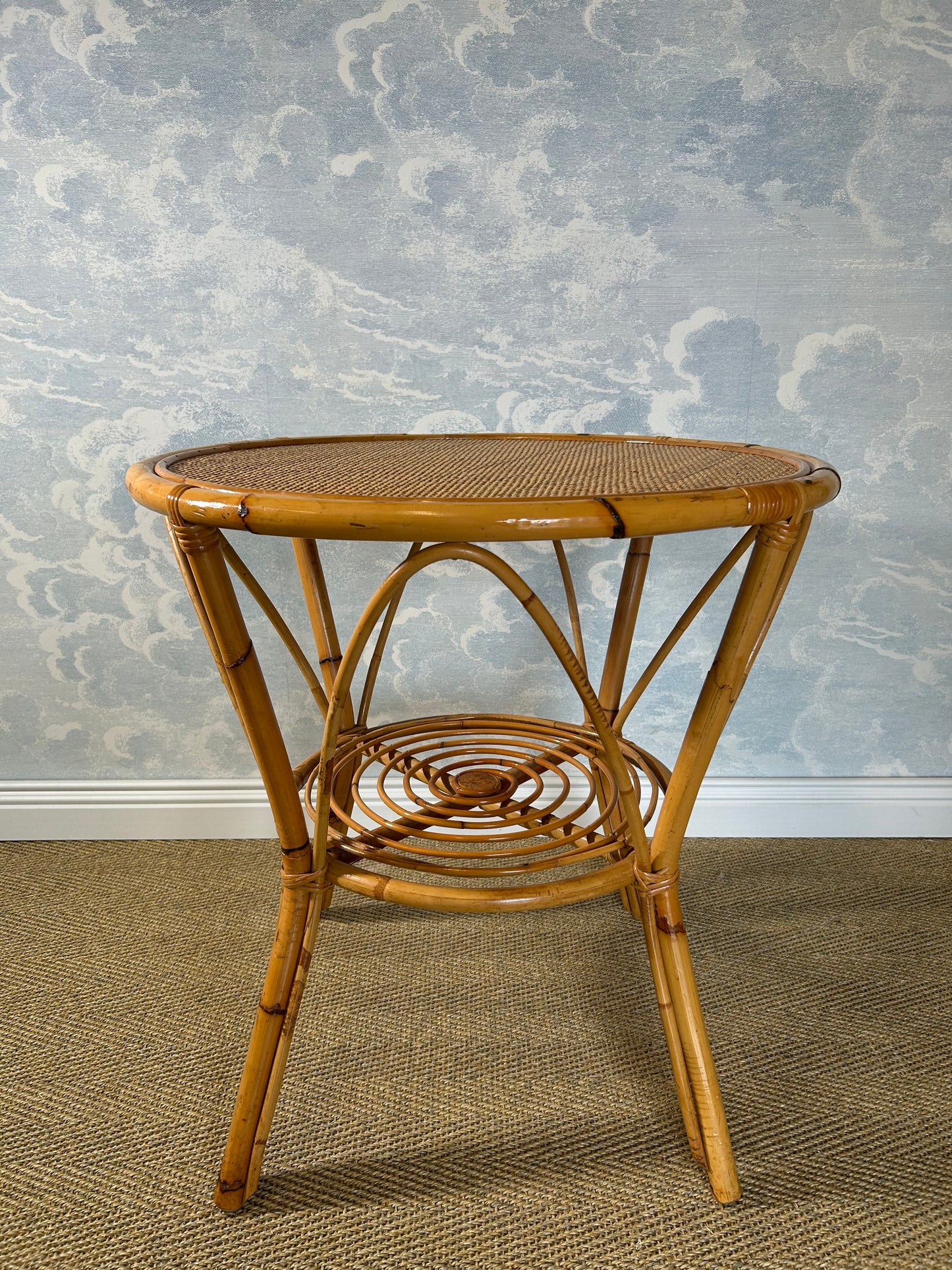 Bamboo and Wicker Table in the Style of Dal Vera / Franco Albini, Italy, 1960's