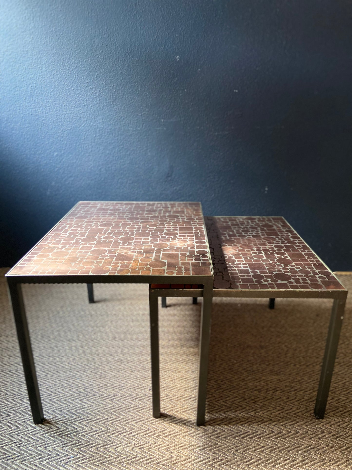 Copper Nesting Tables by Herbert Hirche for Rosenthal, Germany 1970s