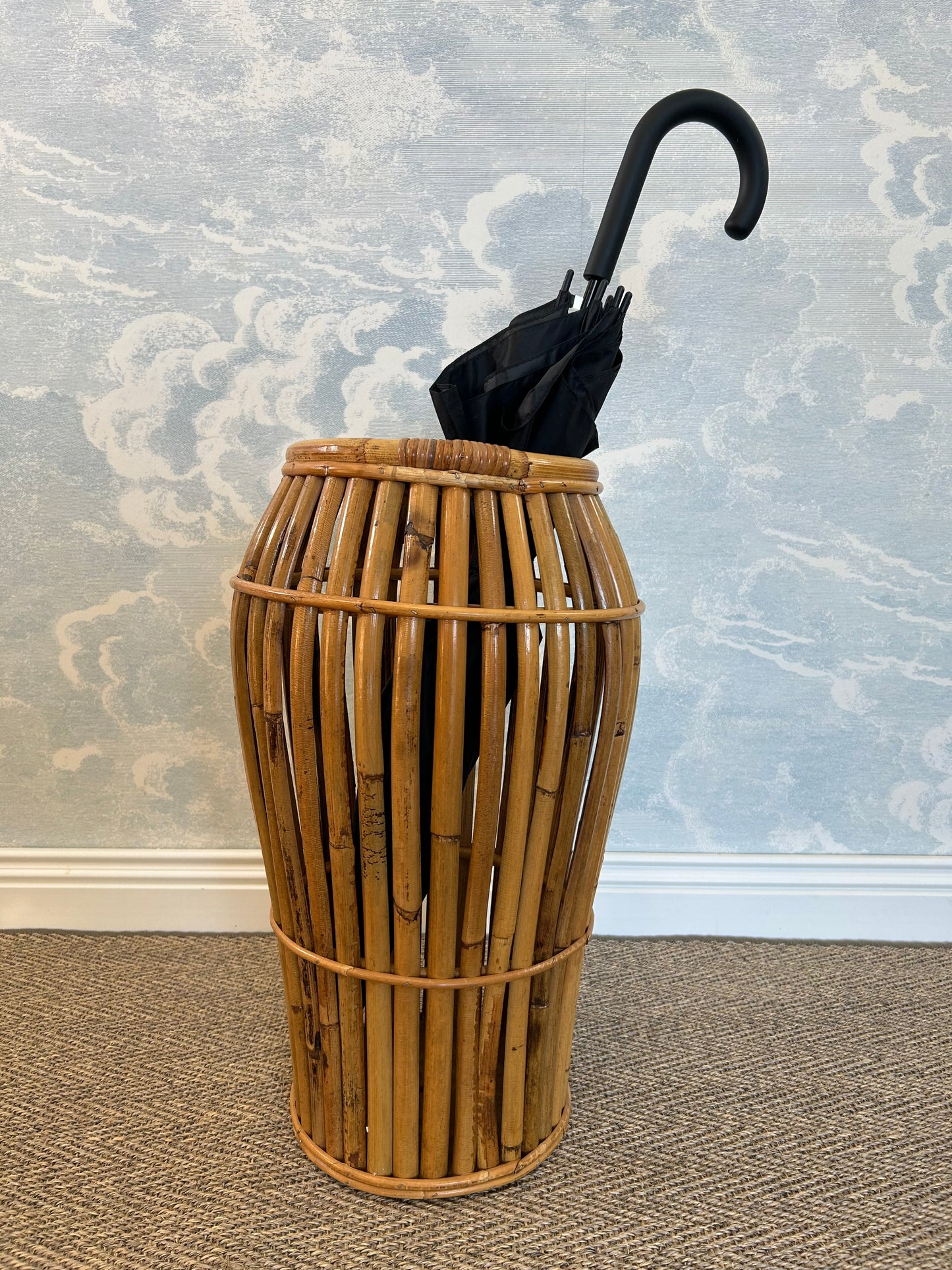 Bamboo Umbrella Stand attr. to Franco Albini for Bonacina, Italy, 1950s