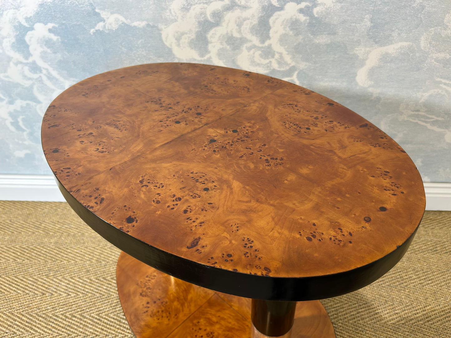 Art Deco Side Table with Walnut Burl Wood Veneer, France, 1930's