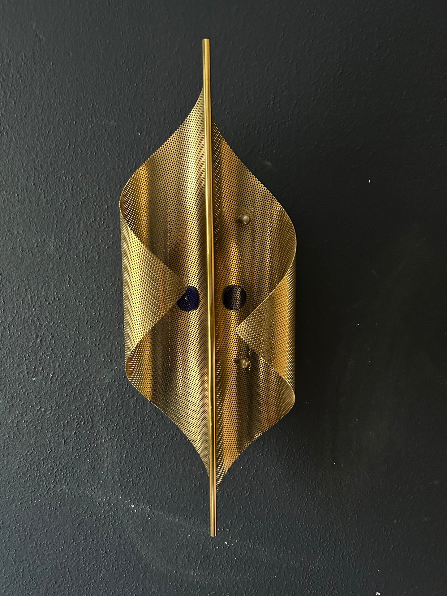 Pair of Perforated Brass Scones by Christoph Palme, Germany, 1980's