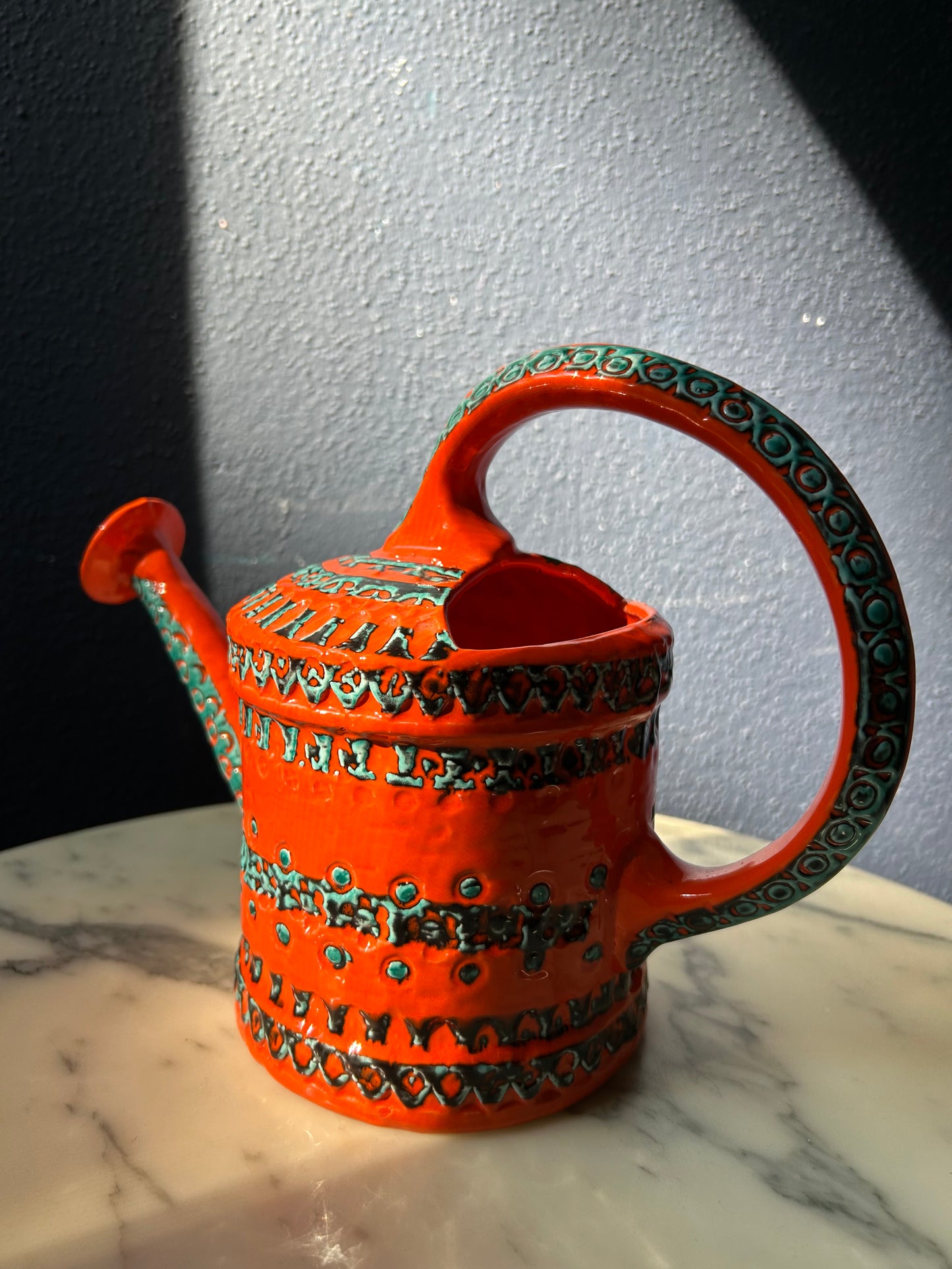 Orange Ceramic Watering Can 9839 by Aldo Londi for Bitossi Ceramiche, Italy 1960's