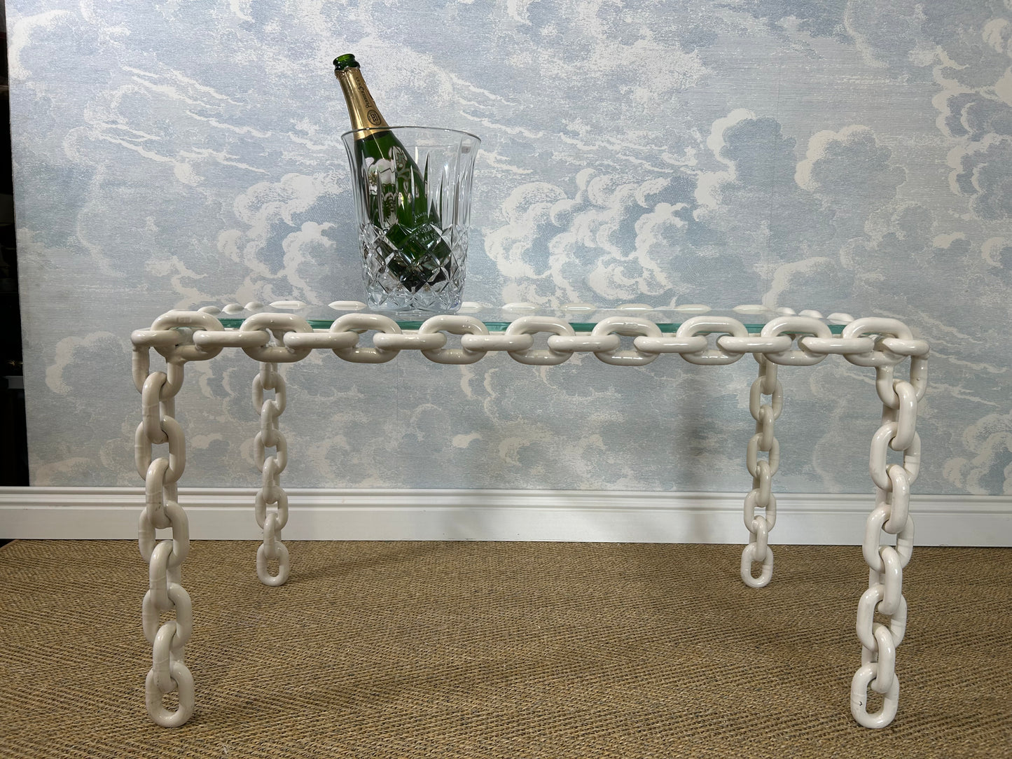 Large Brutalist Chain Link Coffee Table, 1970's