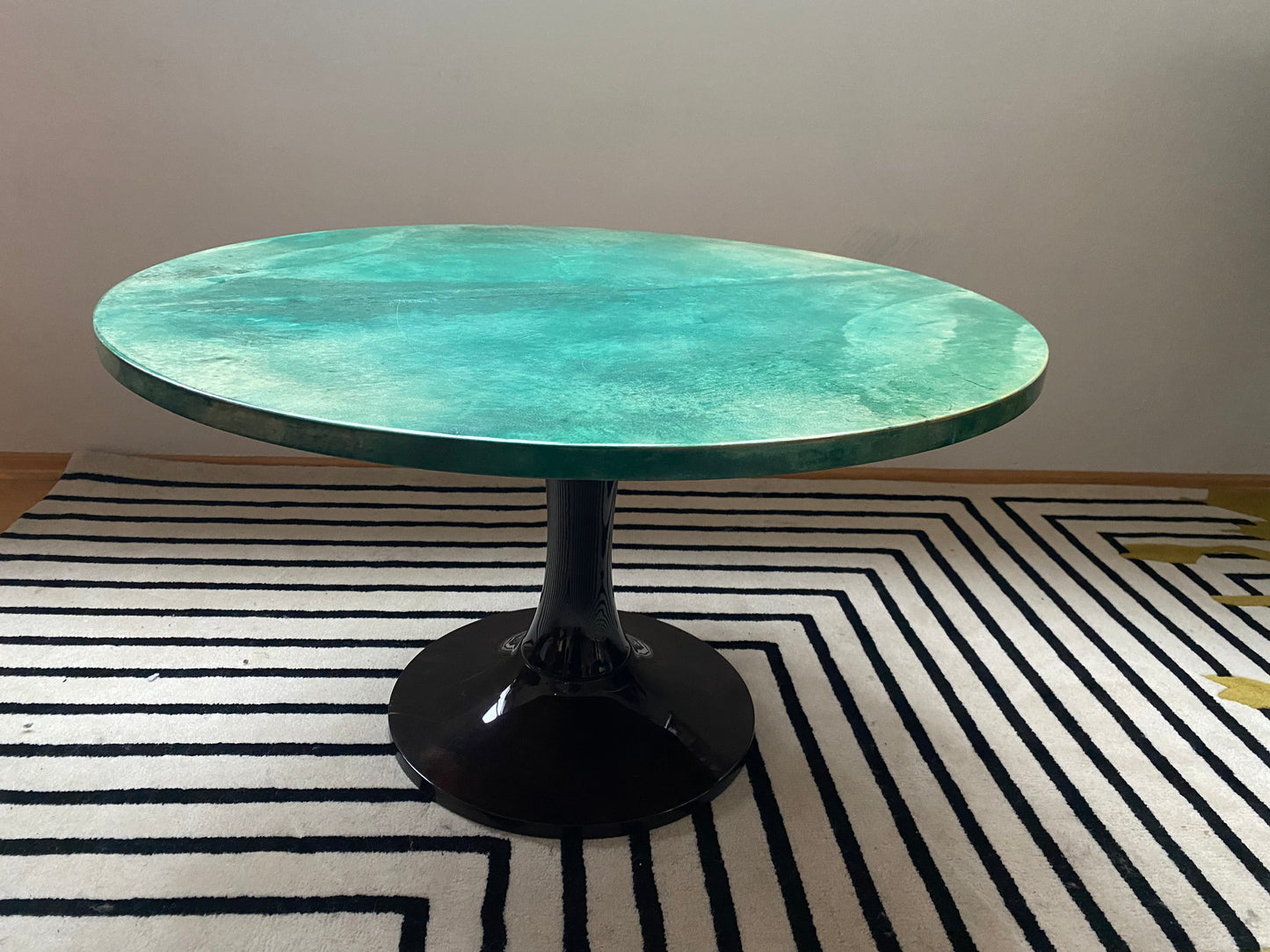 Rare Find! Green Aldo Tura Lounge Table on Tulip Base, Italy, 1950s