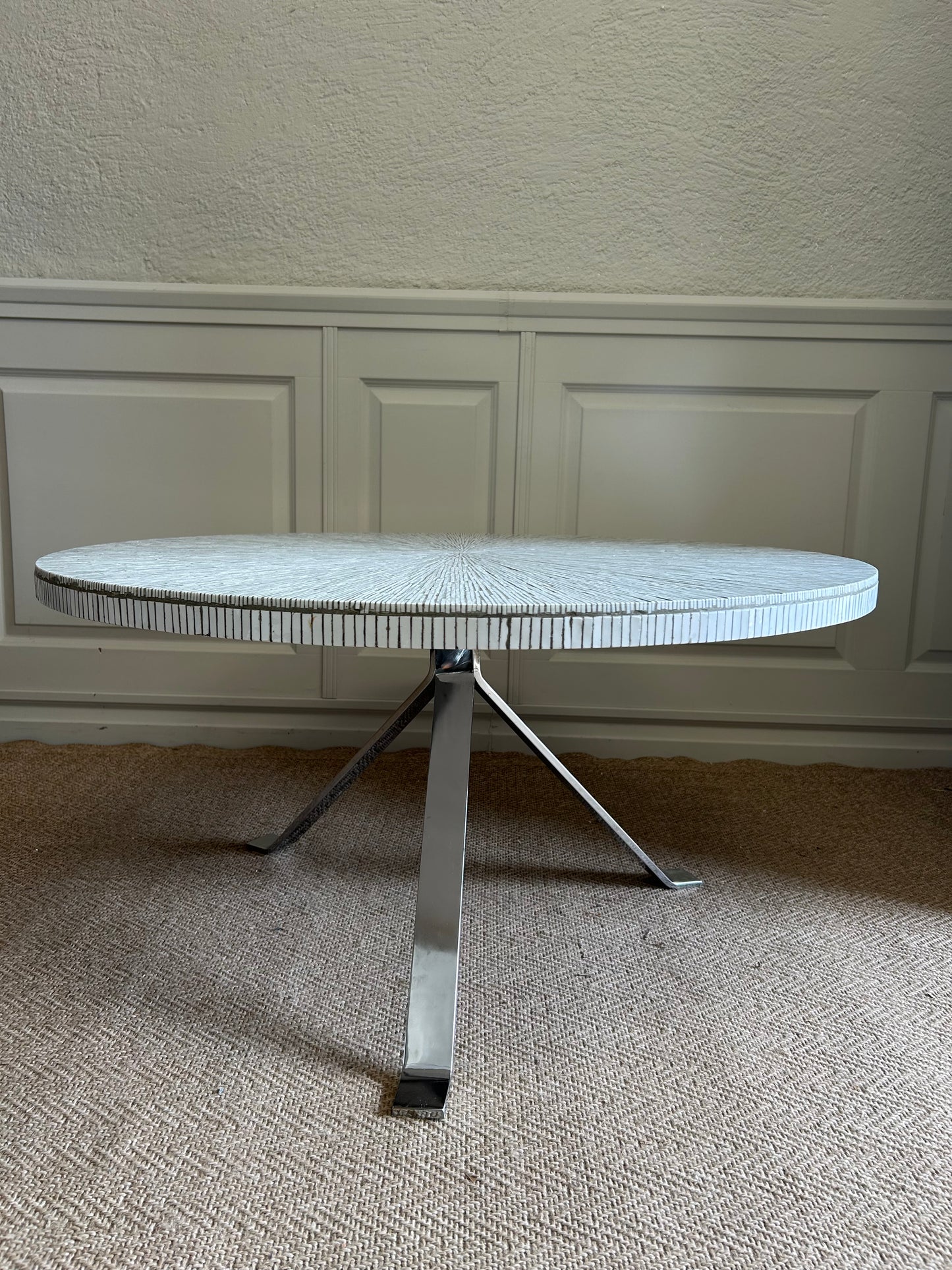 White Ceramic Mosaic Table, Germany, 1970's, In The Style Of Heinz Lilienthal / Berthold Müller