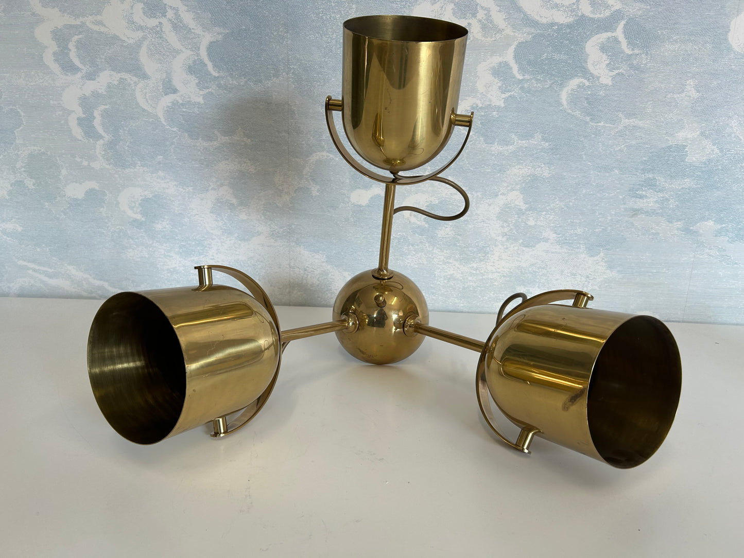 Brass Ceiling Light With 3 Adjustable Spotlights by Florian Schulz, Germany, 1970's