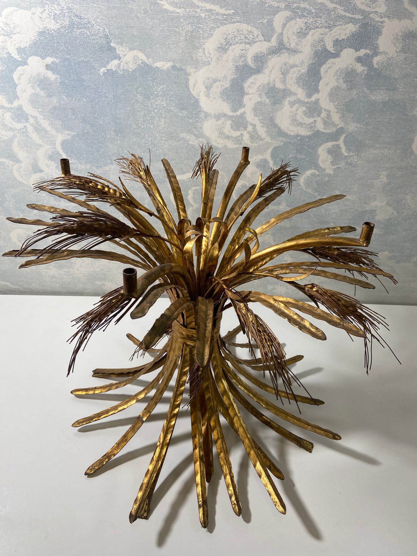 Hollywood Regency Gilt Wheat Sheaf Side Table In The Style Of Robert Goossens