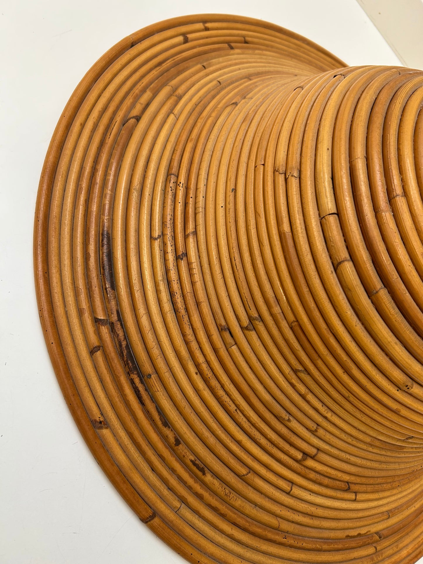 Bell-Shaped Pencil Reed Pendant Light, In The Style of Vivai Del Sud, Italy, 1960s