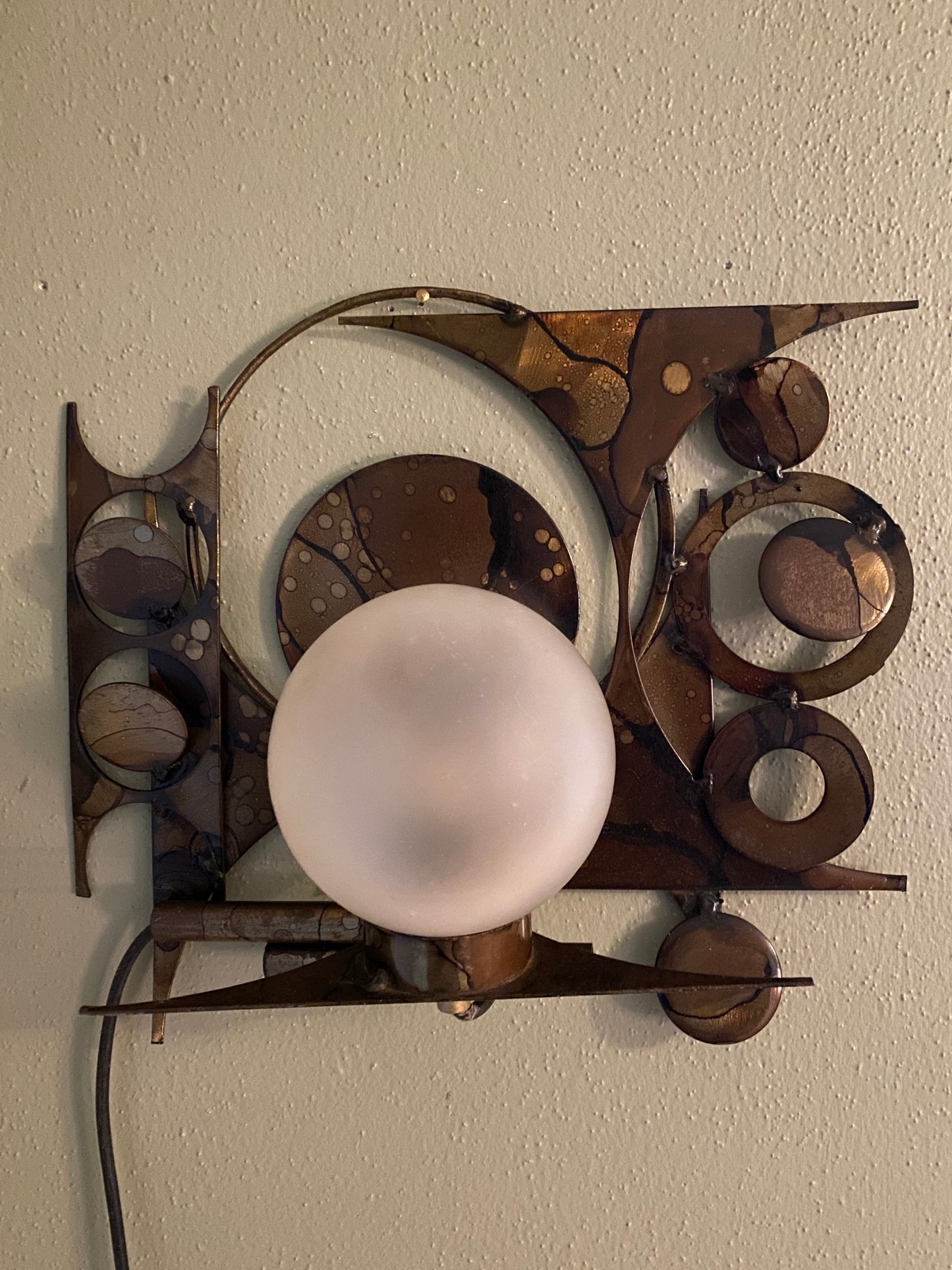 Henrik Horst Brutalist Metal Sculpture Wall Light, Denmark, Ca. 1970s.