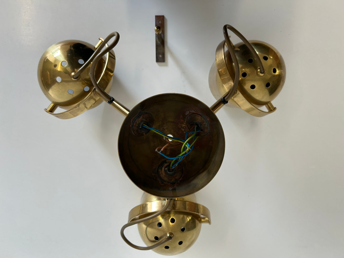 Brass Ceiling Light With 3 Adjustable Spotlights by Florian Schulz, Germany, 1970's