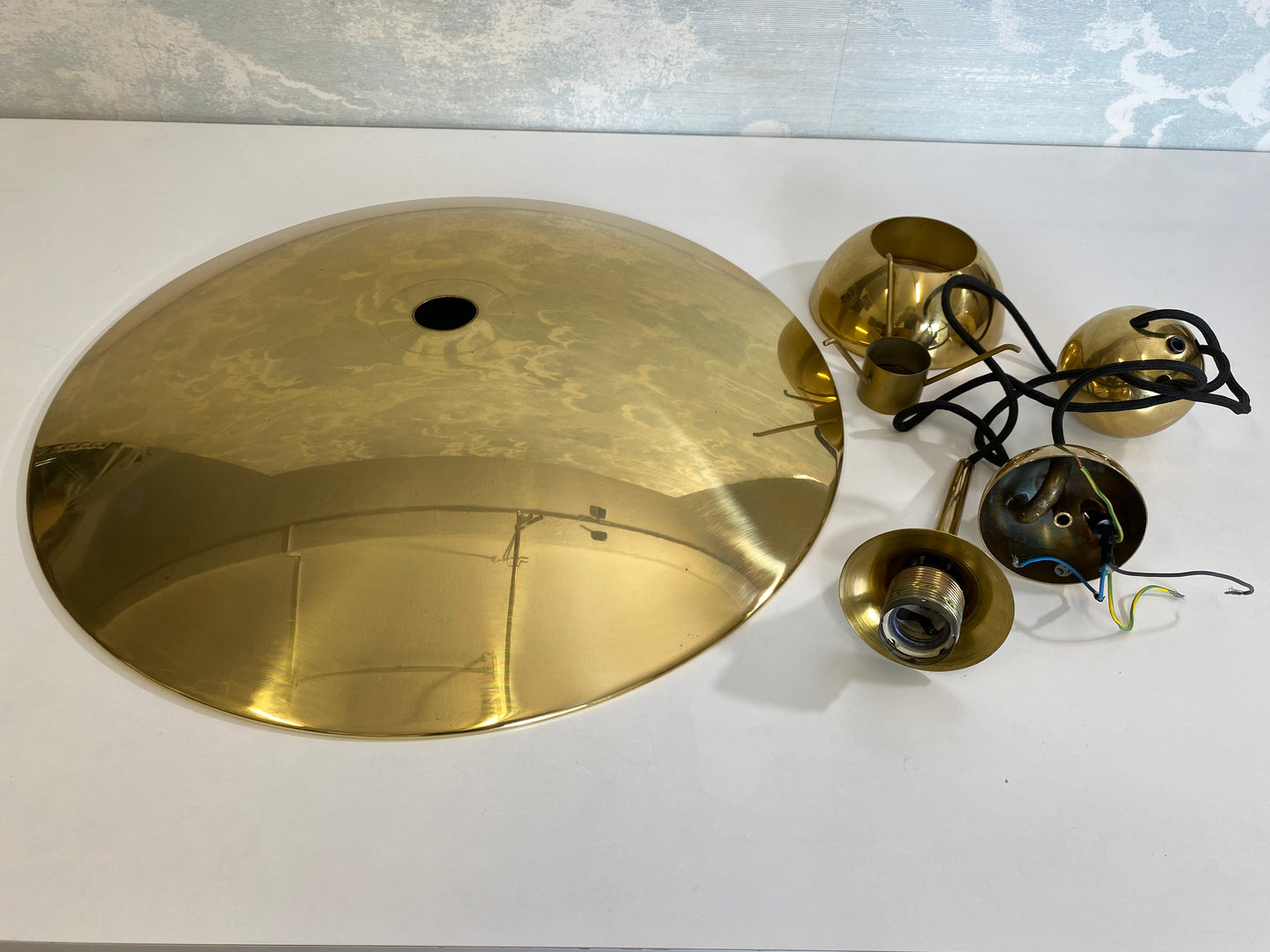 Adjustable Brass Pendant Light Onos 55 Center Pull by Florian Schulz, Germany, 1970's