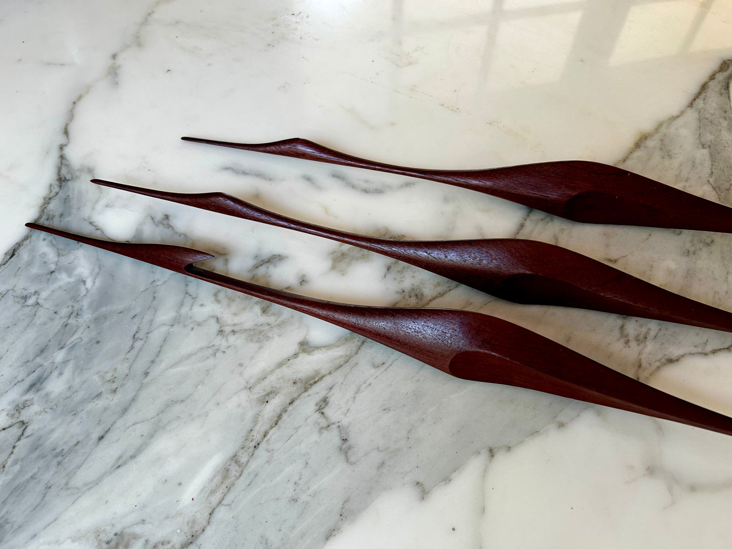Set of 3 Teak Wall Mounted Cranes, Scandinavian Modern, Denmark, 1960's