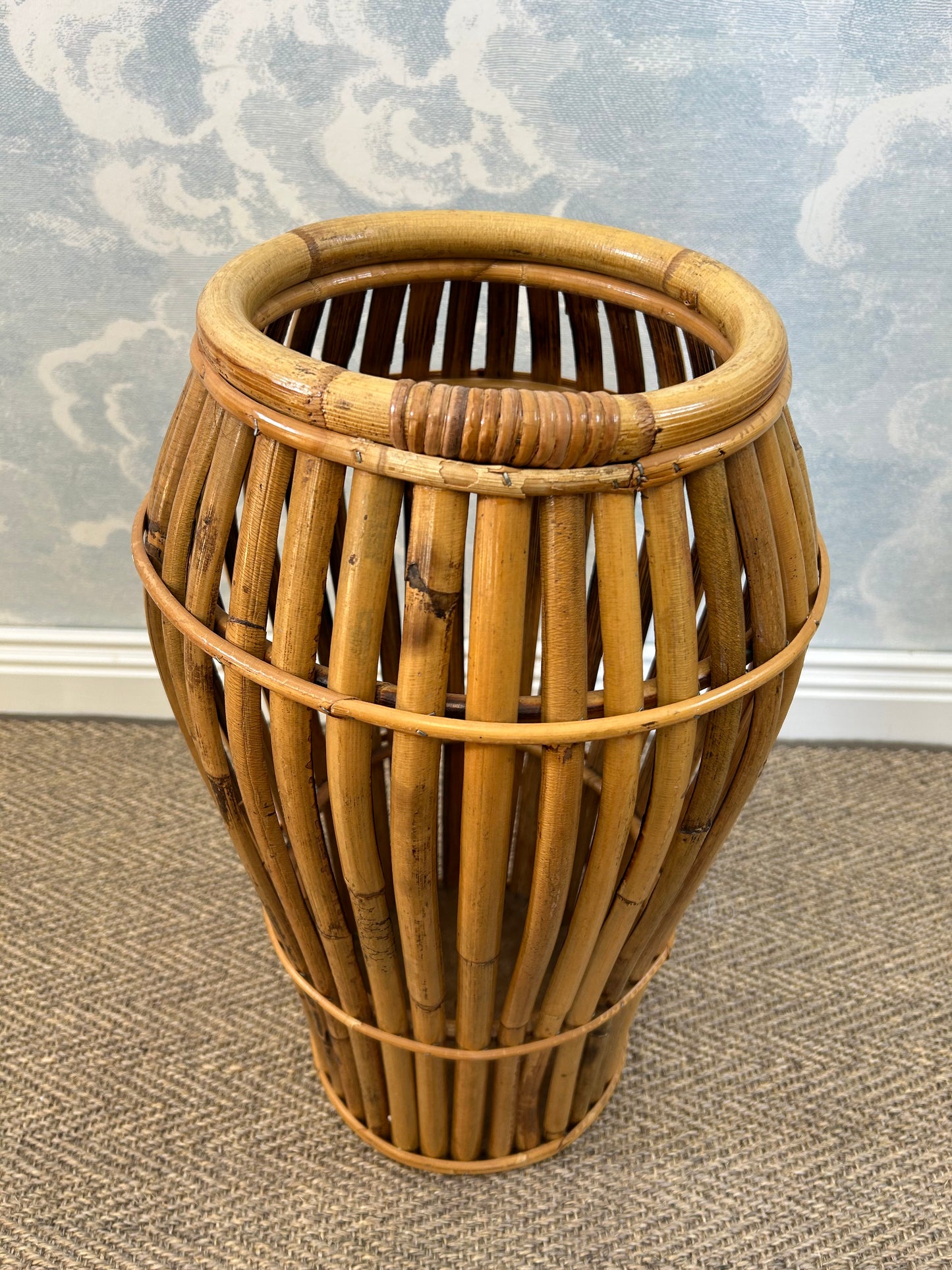 Bamboo Umbrella Stand attr. to Franco Albini for Bonacina, Italy, 1950s