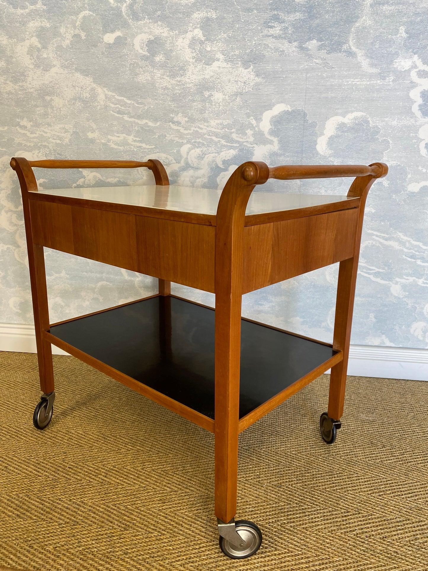 Scandinavian Modern Teak Serving Cart With Drawers, Sweden, 1950's