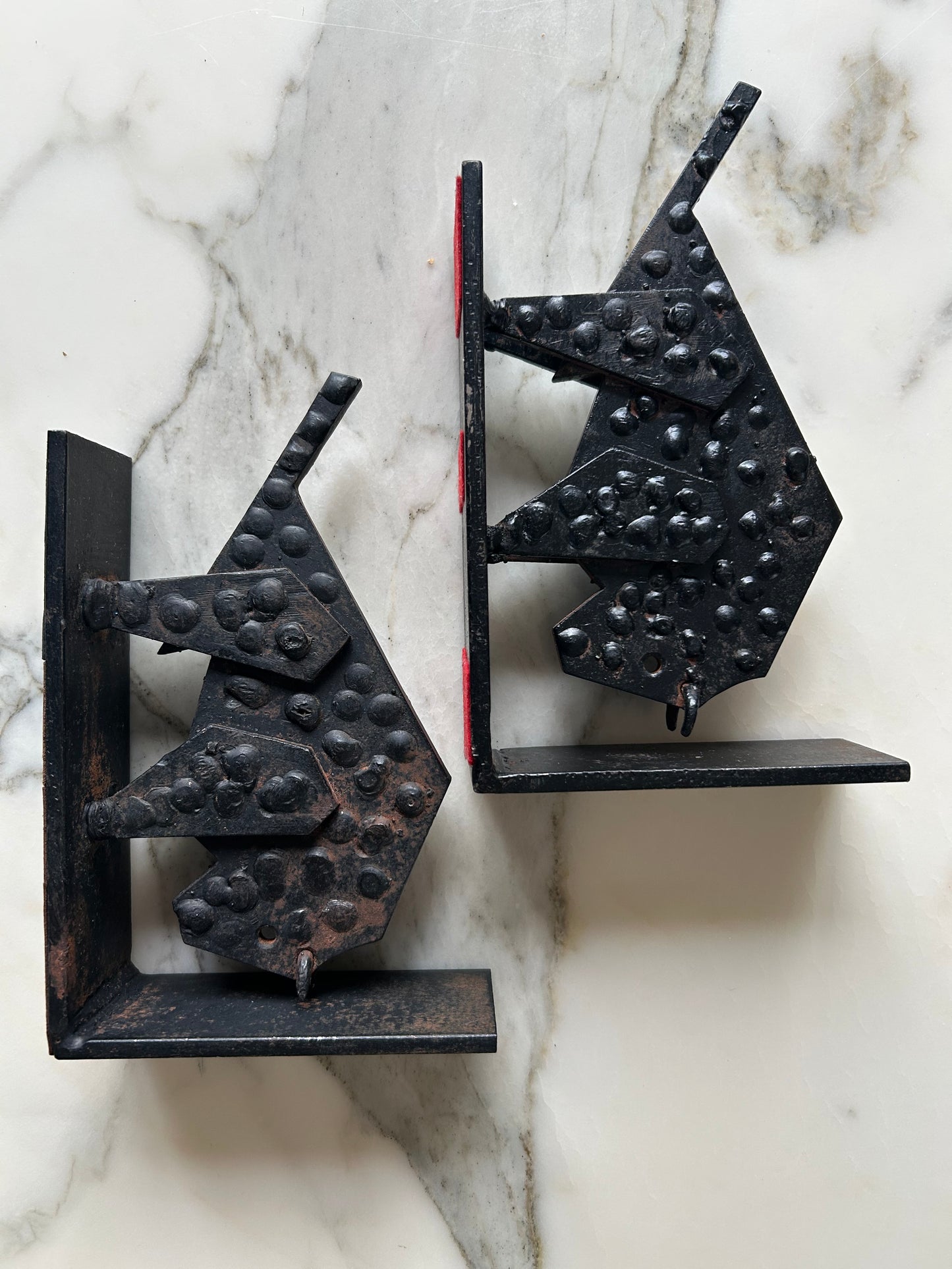 Pair of Brutalist Buffalo / Bison Bookends, Black Metal, Mid-Century