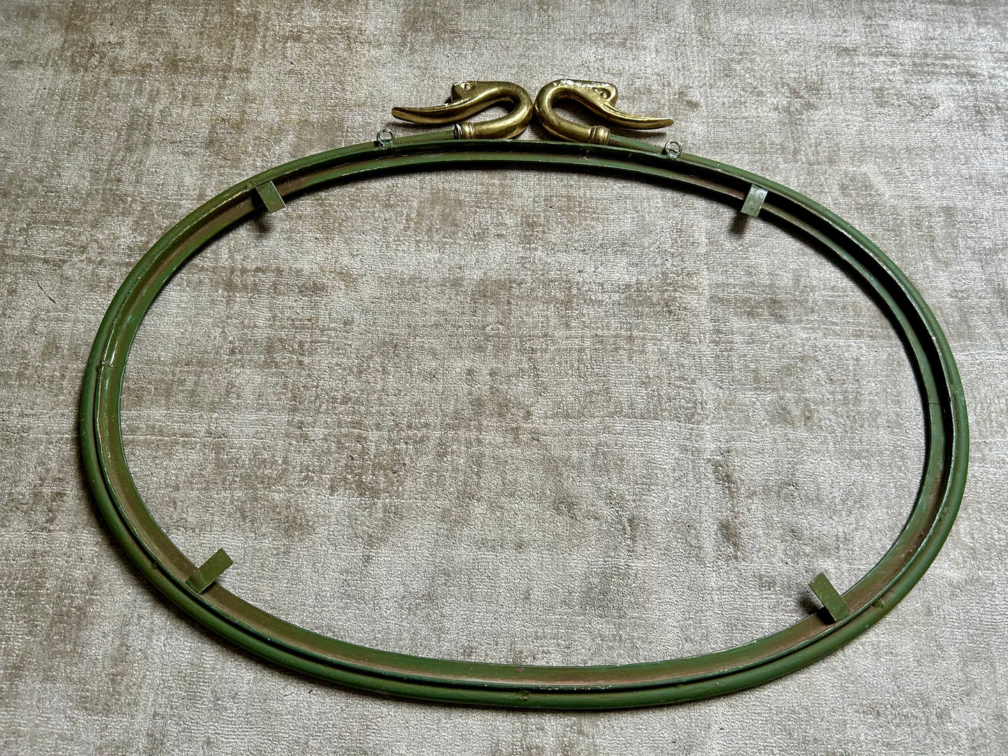 Rare Set of Swan Neck Coat Hooks with Mirror Frame Attr. Maison Jansen, France, 1950s