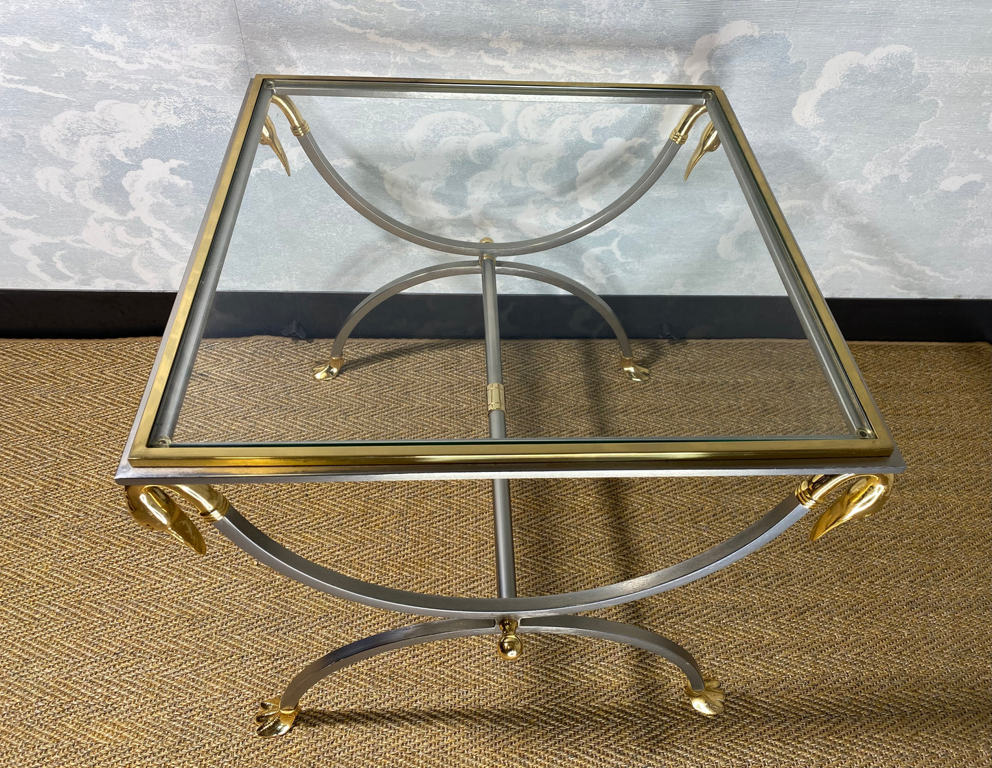 Maison Jansen one of two Neoclassical Curule Side Tables, France, 1970s