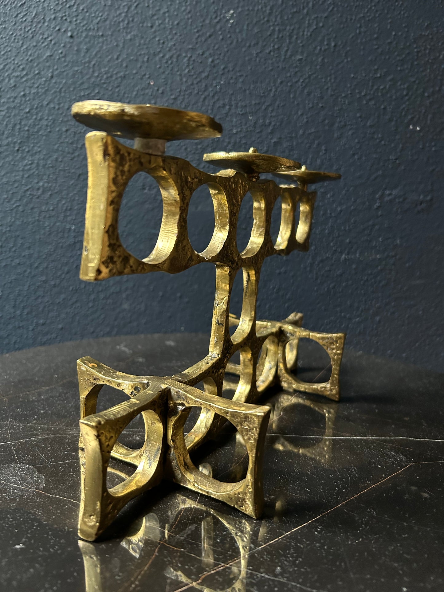 Hand Casted Brass Candelabra By Heinz Goll, Brutalist, 1970s Austria