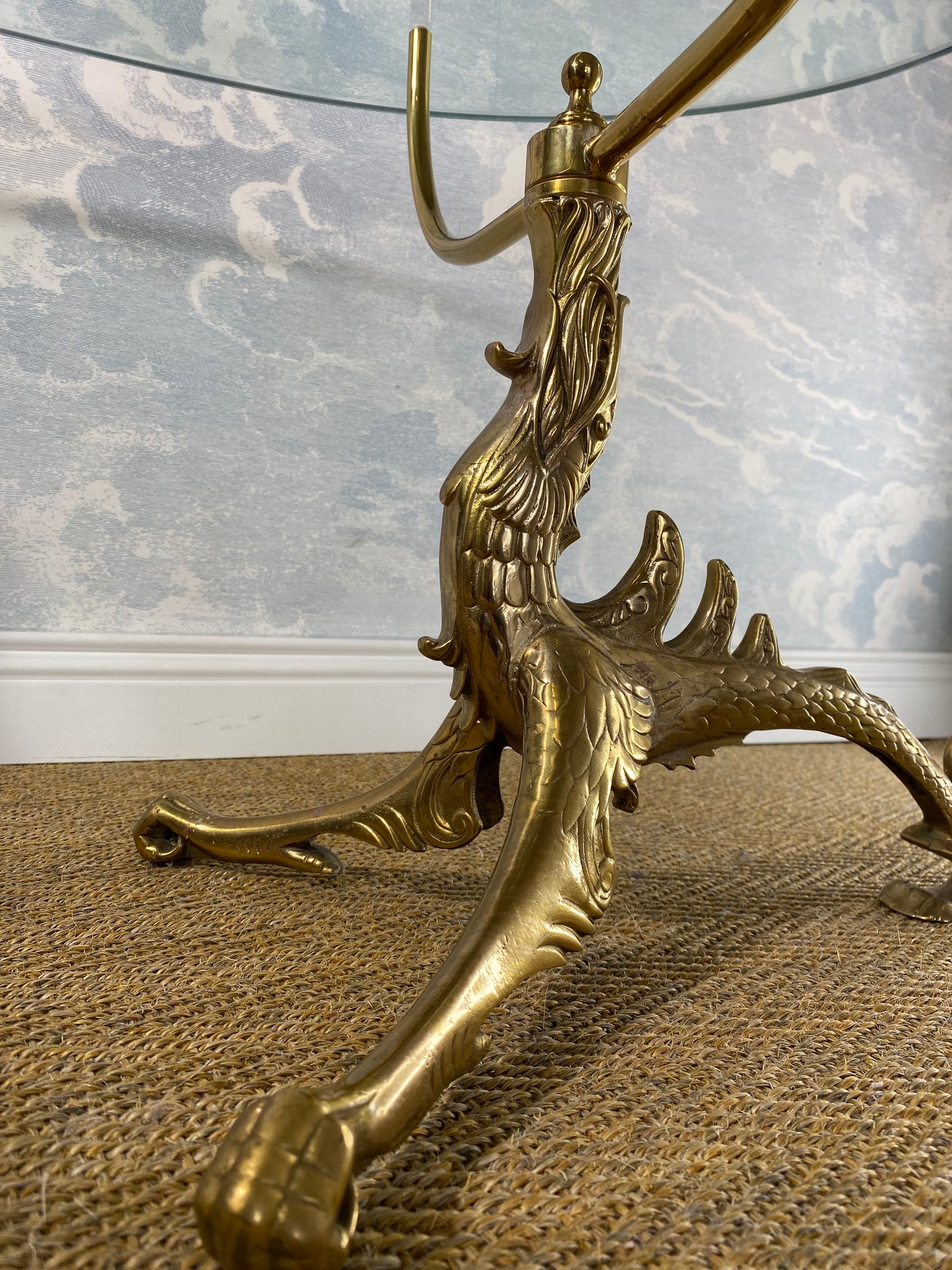 Pair of Dragon-Shaped Bases in Brass for Coffee Table, Mid-Century Modern