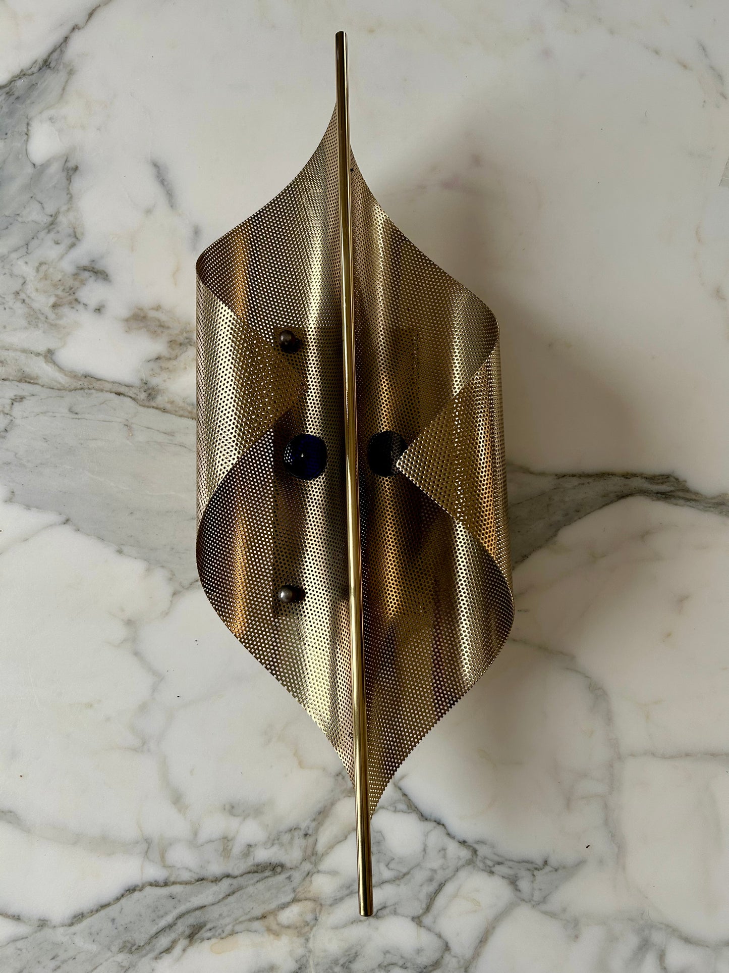 Pair of Perforated Brass Scones by Christoph Palme, Germany, 1980's