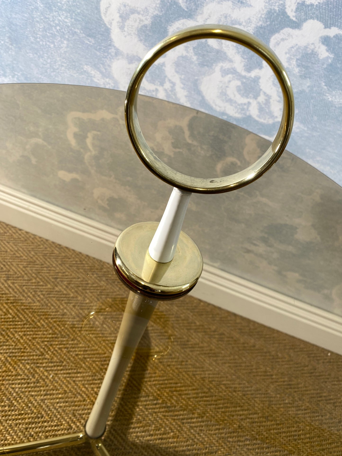 Smoked Glass Coffee Table with Brass Tripod Base by Vereinigte Werkstätten Munich, Germany, 1960s