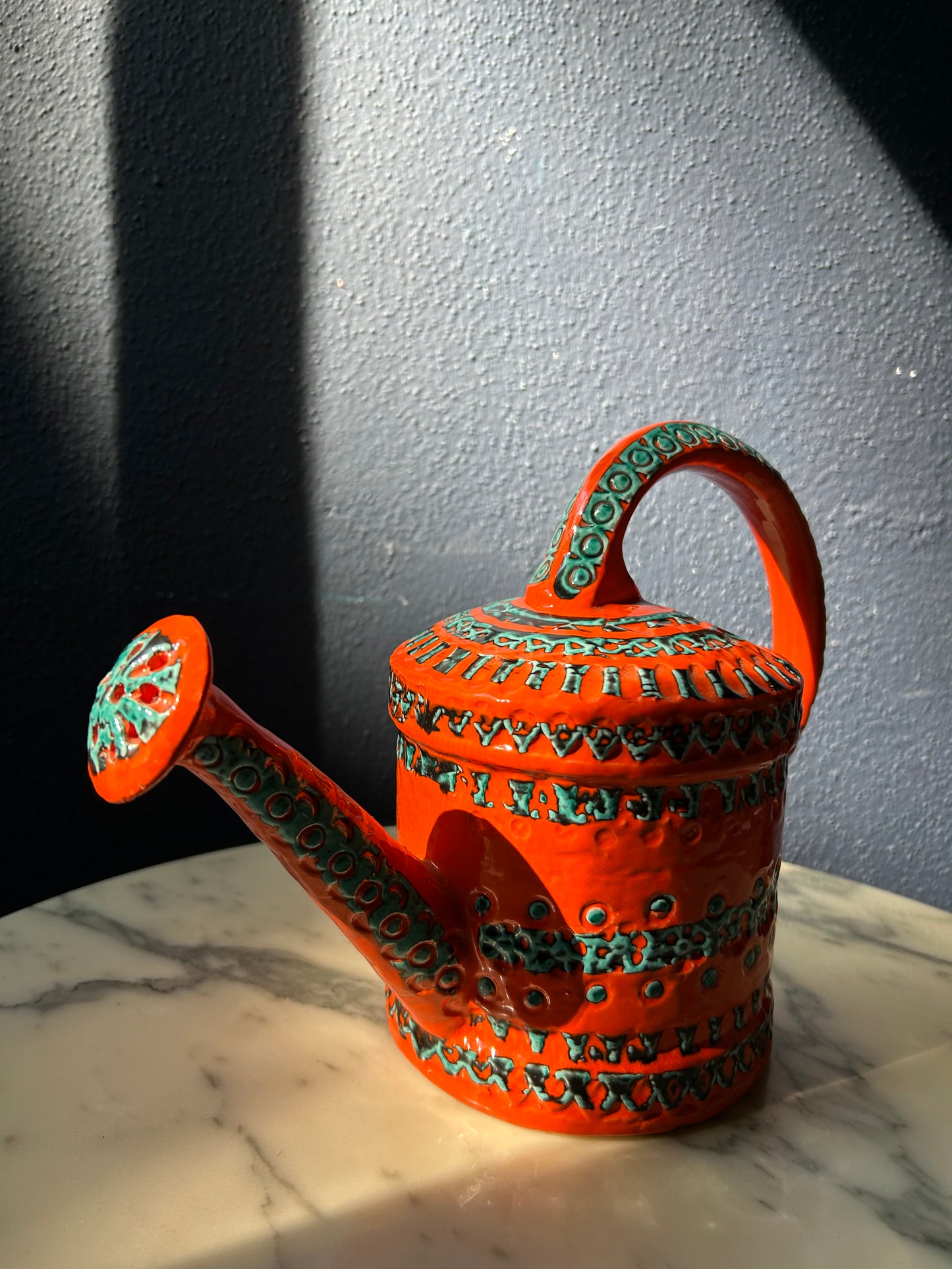 Orange Ceramic Watering Can 9839 by Aldo Londi for Bitossi Ceramiche, Italy 1960's