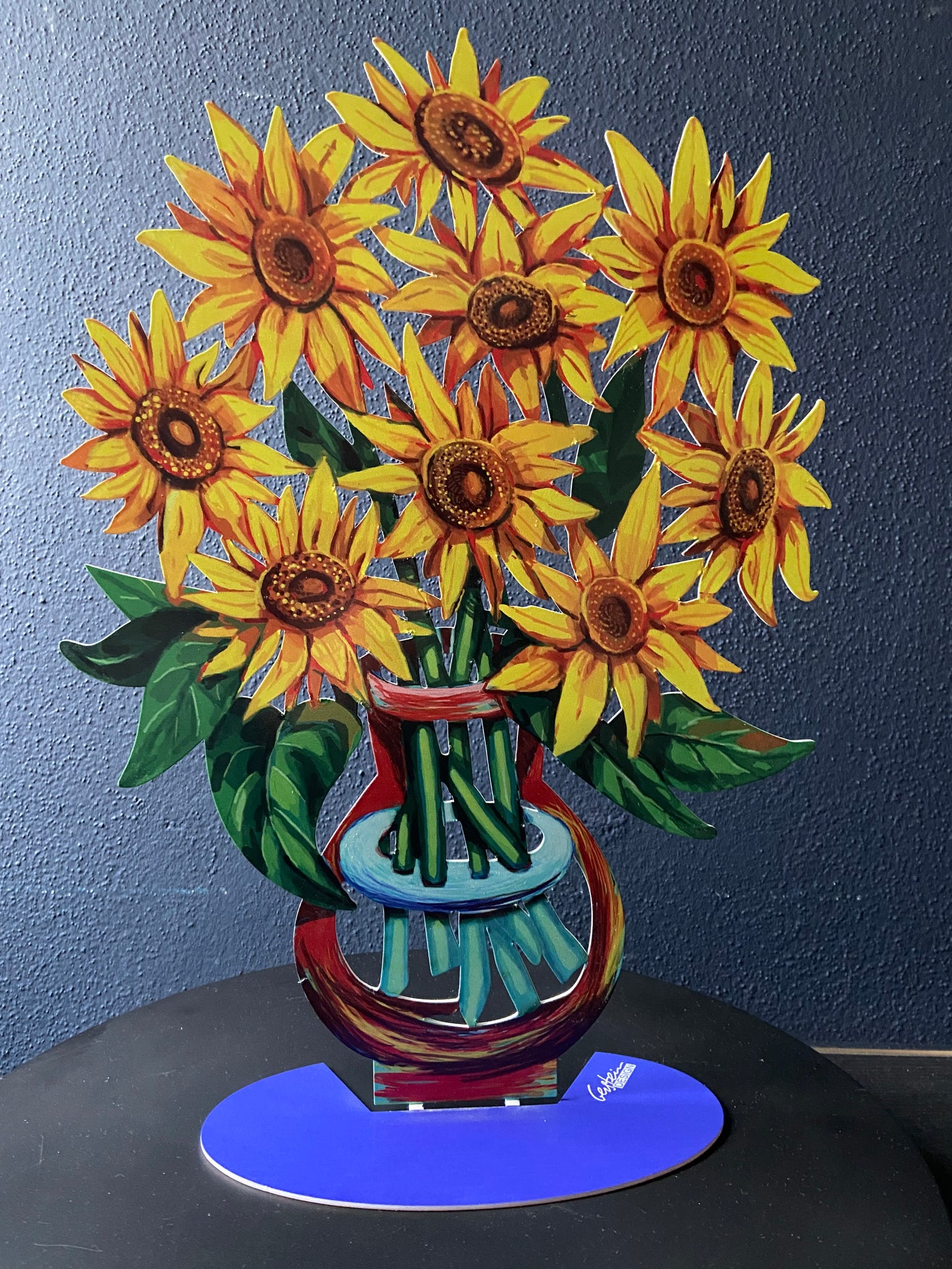 Sunflowers - Sculptural Metal Flower Vase by David Gerstein