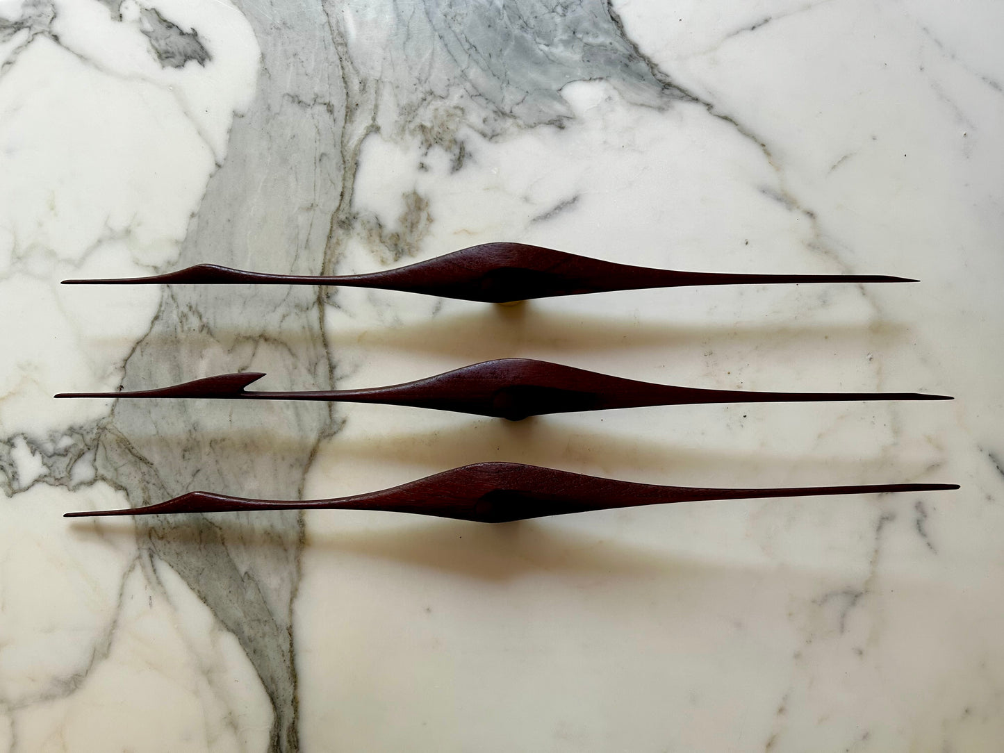 Set of 3 Teak Wall Mounted Cranes, Scandinavian Modern, Denmark, 1960's