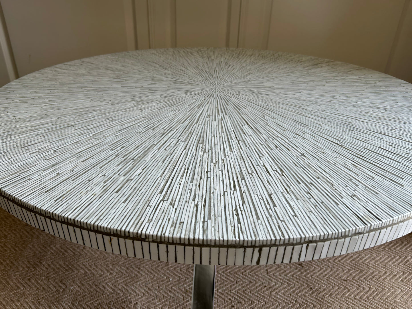 White Ceramic Mosaic Table, Germany, 1970's, In The Style Of Heinz Lilienthal / Berthold Müller