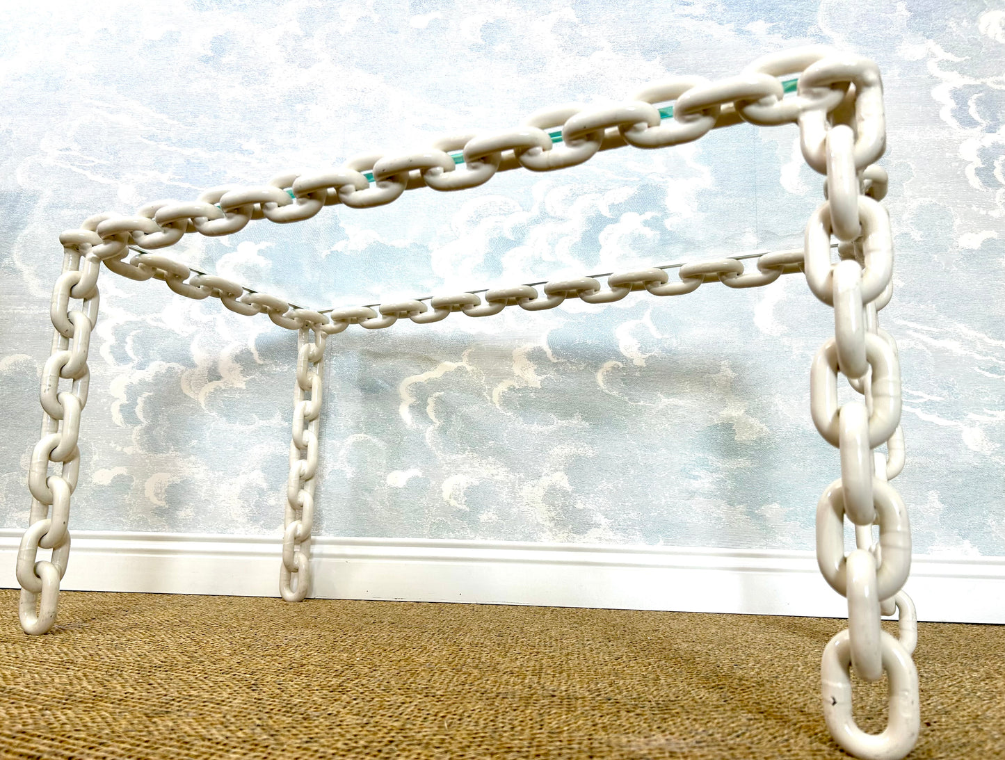 Large Brutalist Chain Link Coffee Table, 1970's