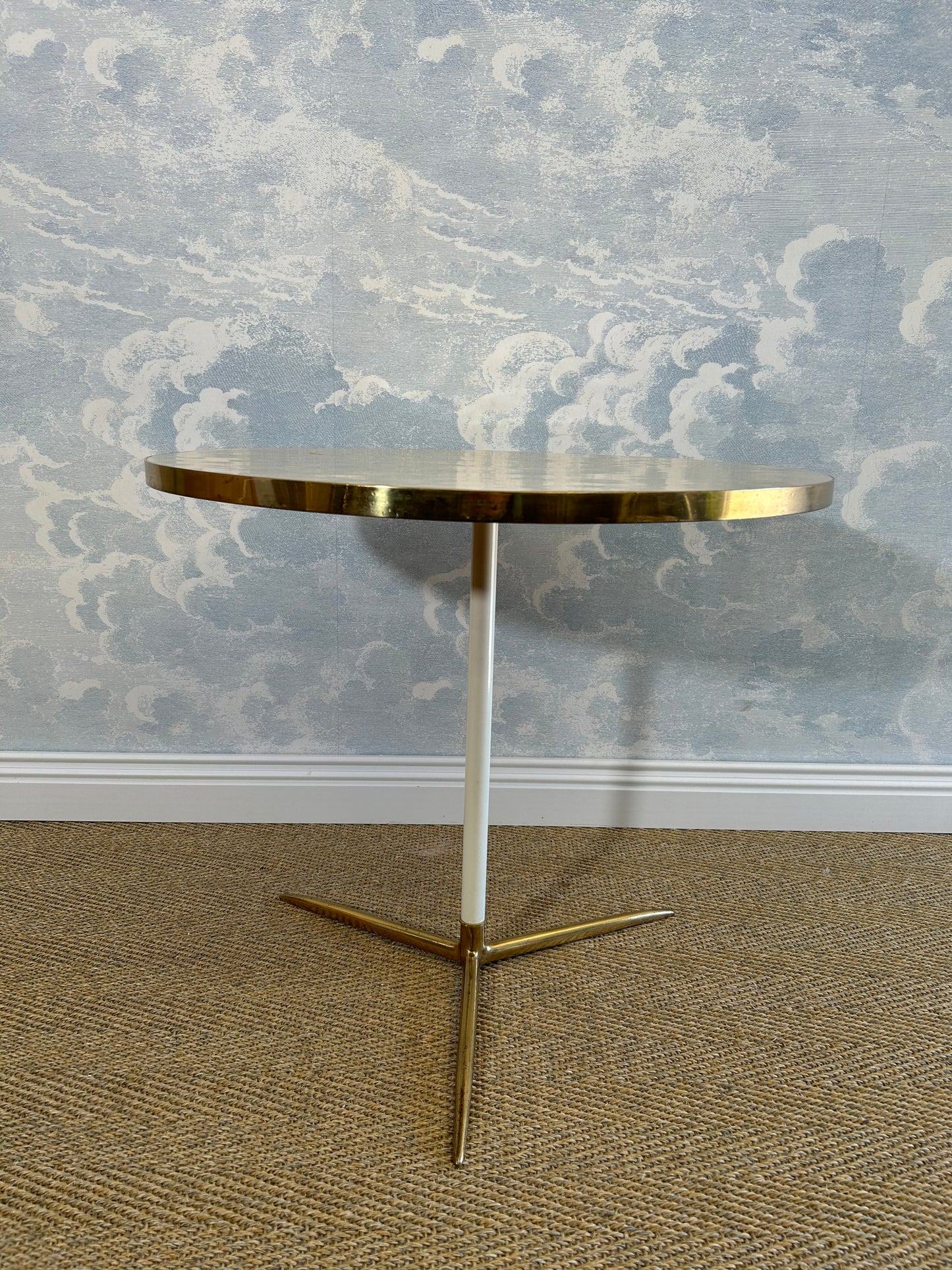 Capiz Shell Side Table with Brass Tripod Base by Vereinigte Werkstätten Munich, Germany, 1960s