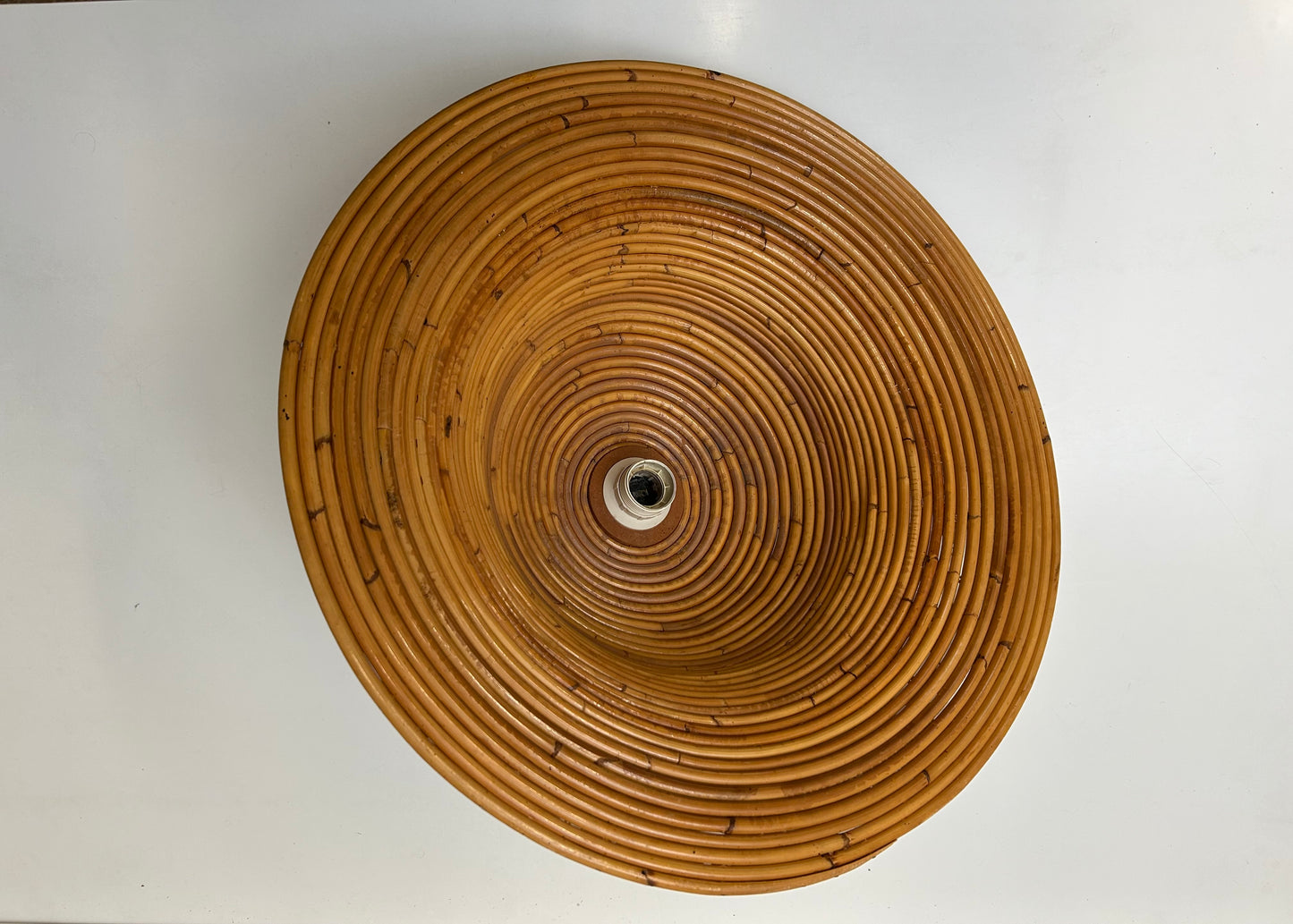 Bell-Shaped Pencil Reed Pendant Light, In The Style of Vivai Del Sud, Italy, 1960s