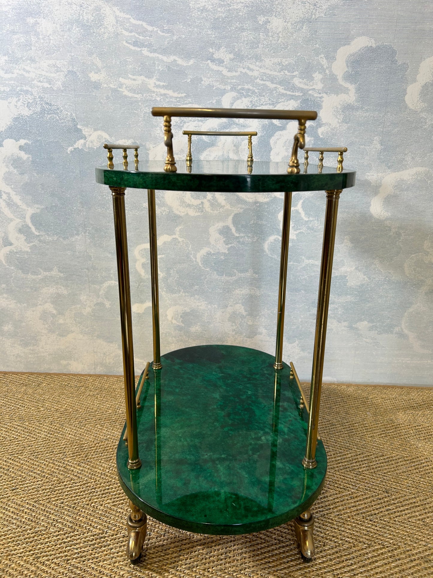 Petit Aldo Tura Bar Cart in Forrest Green, Italy, 1960s