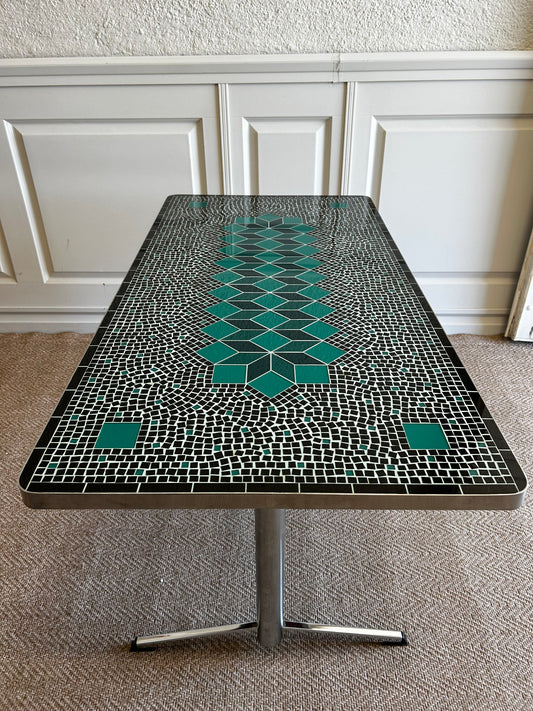 Sage Green and Black Ceramic Mosaic Coffee Table, Germany, 1970's