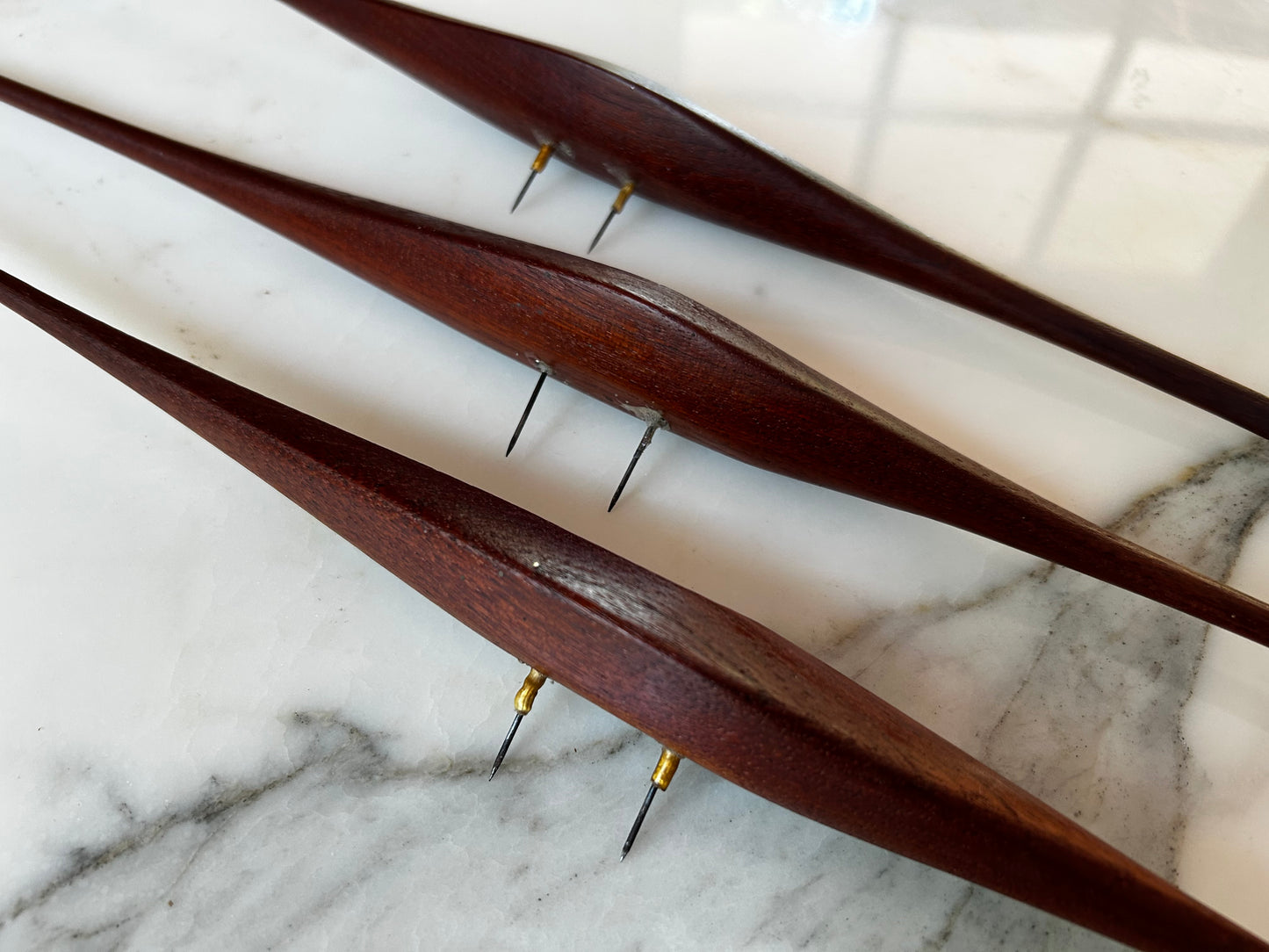 Set of 3 Teak Wall Mounted Cranes, Scandinavian Modern, Denmark, 1960's