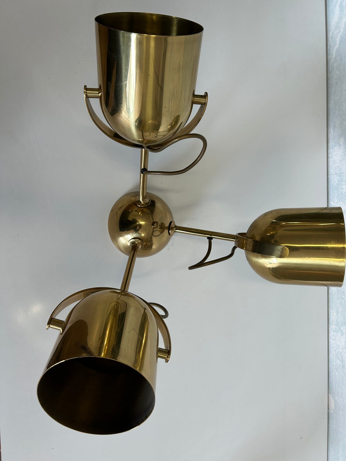 Brass Ceiling Light With 3 Adjustable Spotlights by Florian Schulz, Germany, 1970's