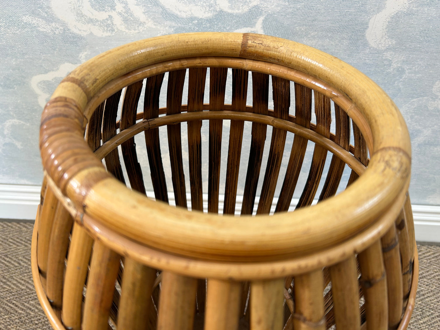 Bamboo Umbrella Stand attr. to Franco Albini for Bonacina, Italy, 1950s