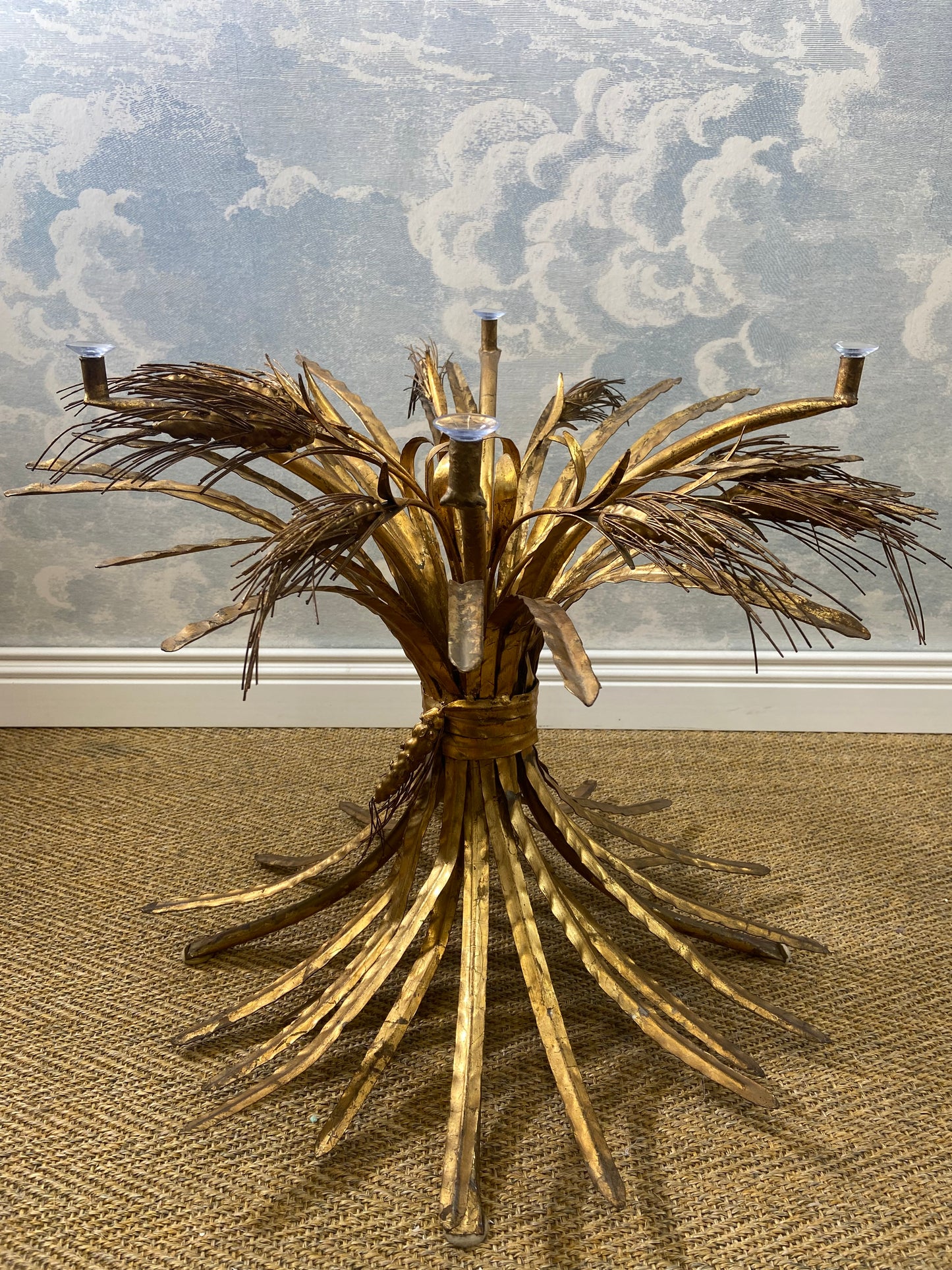 Hollywood Regency Gilt Wheat Sheaf Side Table In The Style Of Robert Goossens