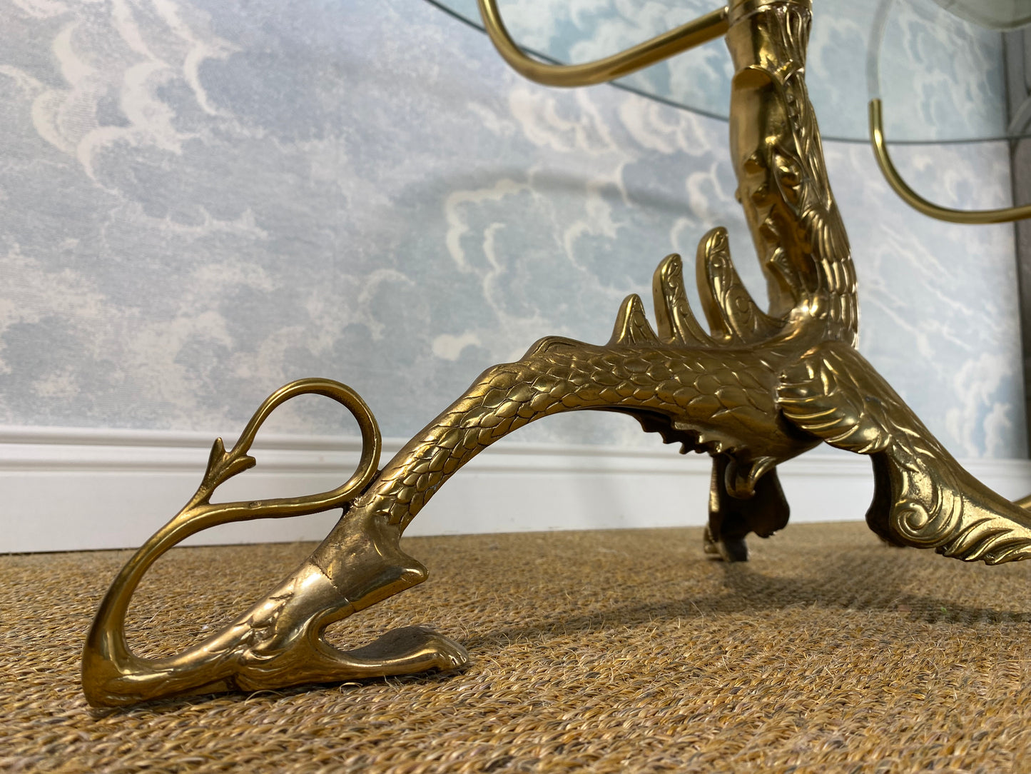 Pair of Dragon-Shaped Bases in Brass for Coffee Table, Mid-Century Modern