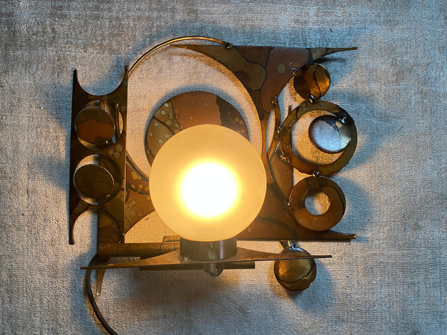 Henrik Horst Brutalist Metal Sculpture Wall Light, Denmark, Ca. 1970s.